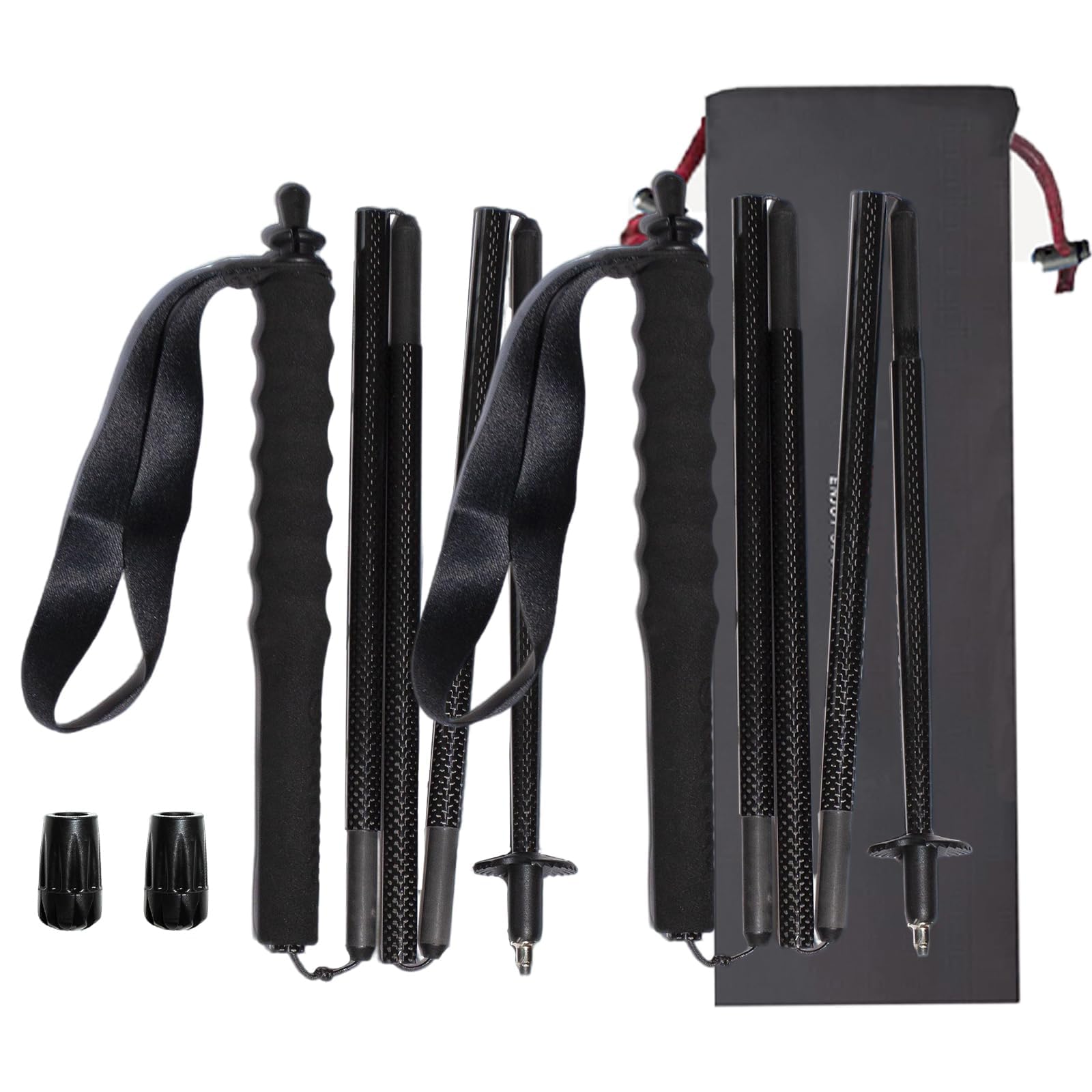 5-Section Collapsible Hiking Sticks for Men Women Seniors Carbon Fiber Trekking Poles Ultralight Foldable Walking Poles for Hill Camping Mountaining Travel Outdoor Adventures (Black, 110cm)