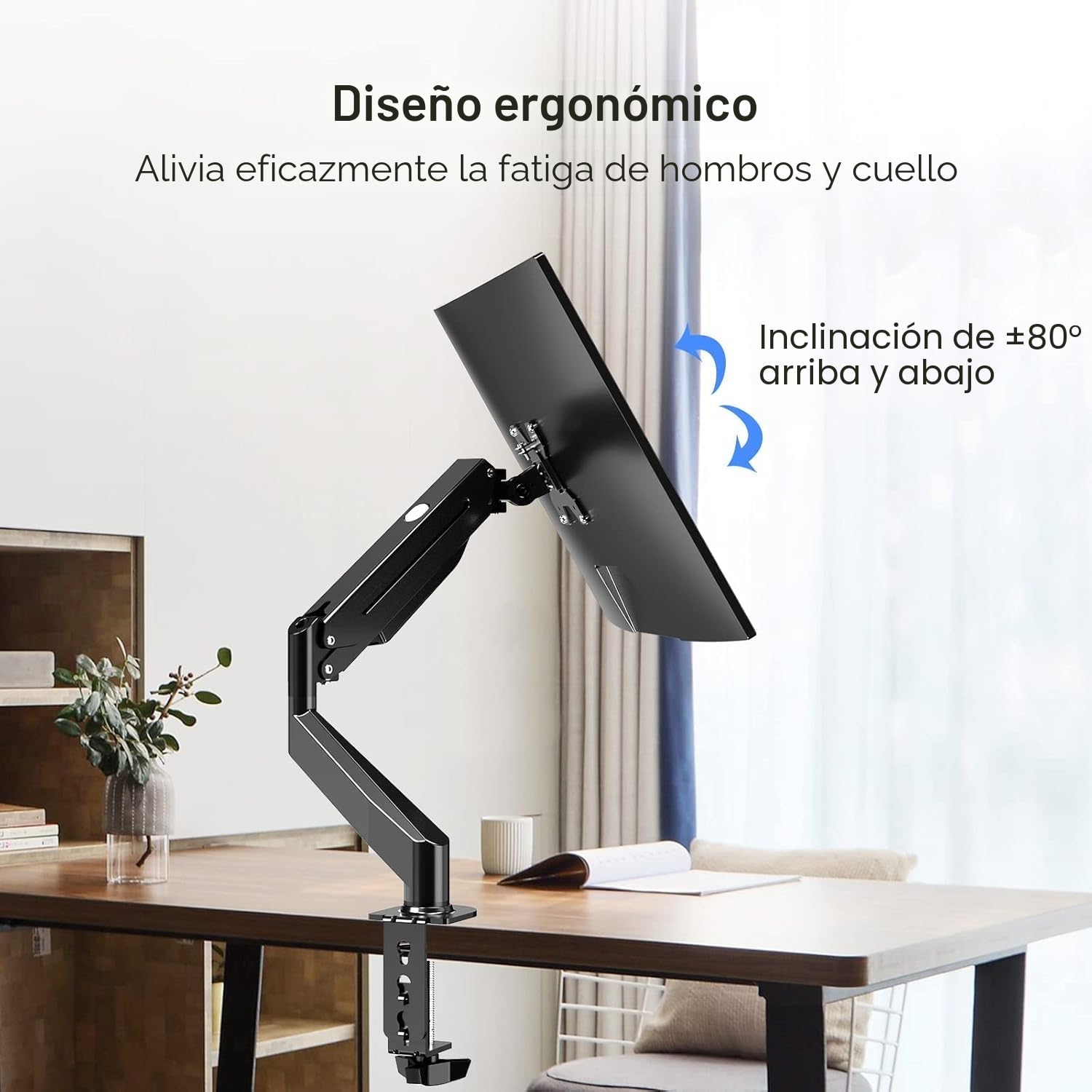 suptek Soporte de Resorte de Gas Totalmente Ajustable para monitores de 17-27 Pulgadas LCD/LED, Soporte VESA 75-100 mm Capacidad de Peso de hasta 6kg Soporte Monitor de PC MD8