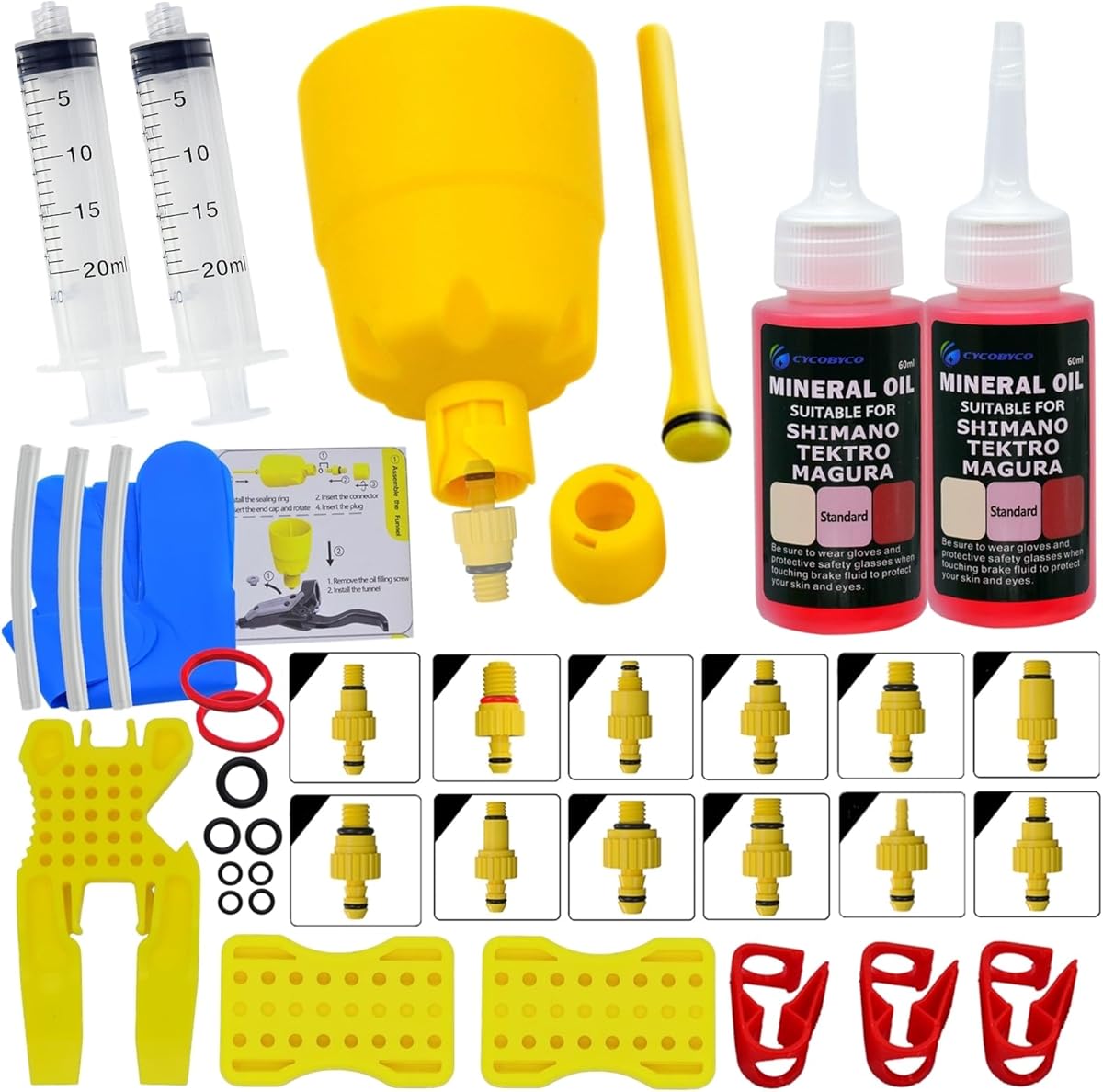 CYCOBYCO Universal Bicycle Hydraulic Disc Brake Bleed Kit - Compatible with Shimano Tektro Magura Hayes Formula Hope Giant and Other High-Performance Brake Systems