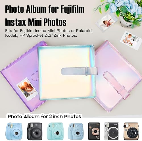 Miniatura 4 de Álbum de fotos de 360 bolsillos para cámara instantánea Fujifilm Instax Mini 12 11 9 40 90 8 Evo LiPlay, cubierta de cuero, álbum de fotos de 2 x 3