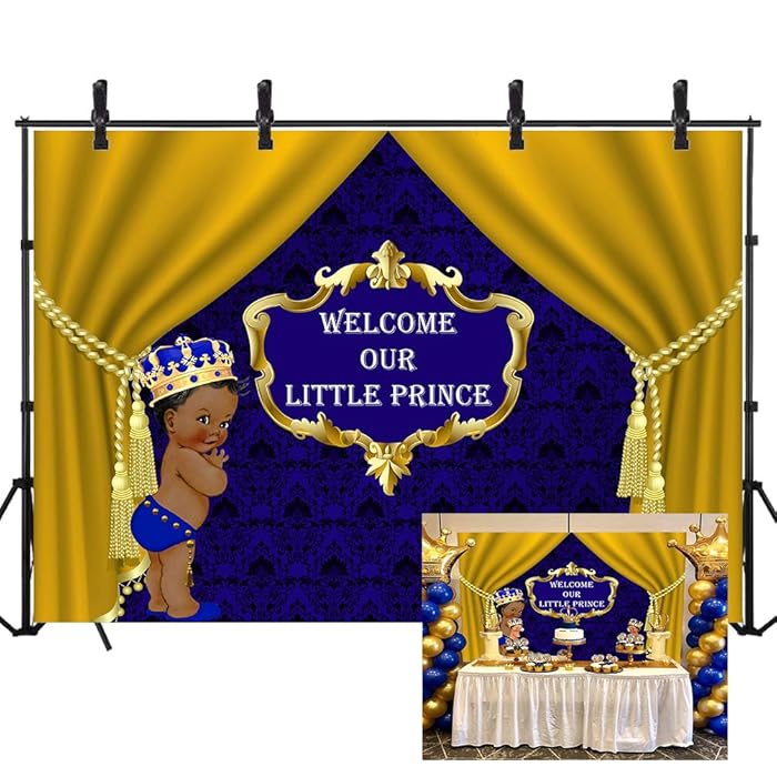 Buy Sensfun Royal Prince Baby Shower Backdrop for Boy Gold Curtain