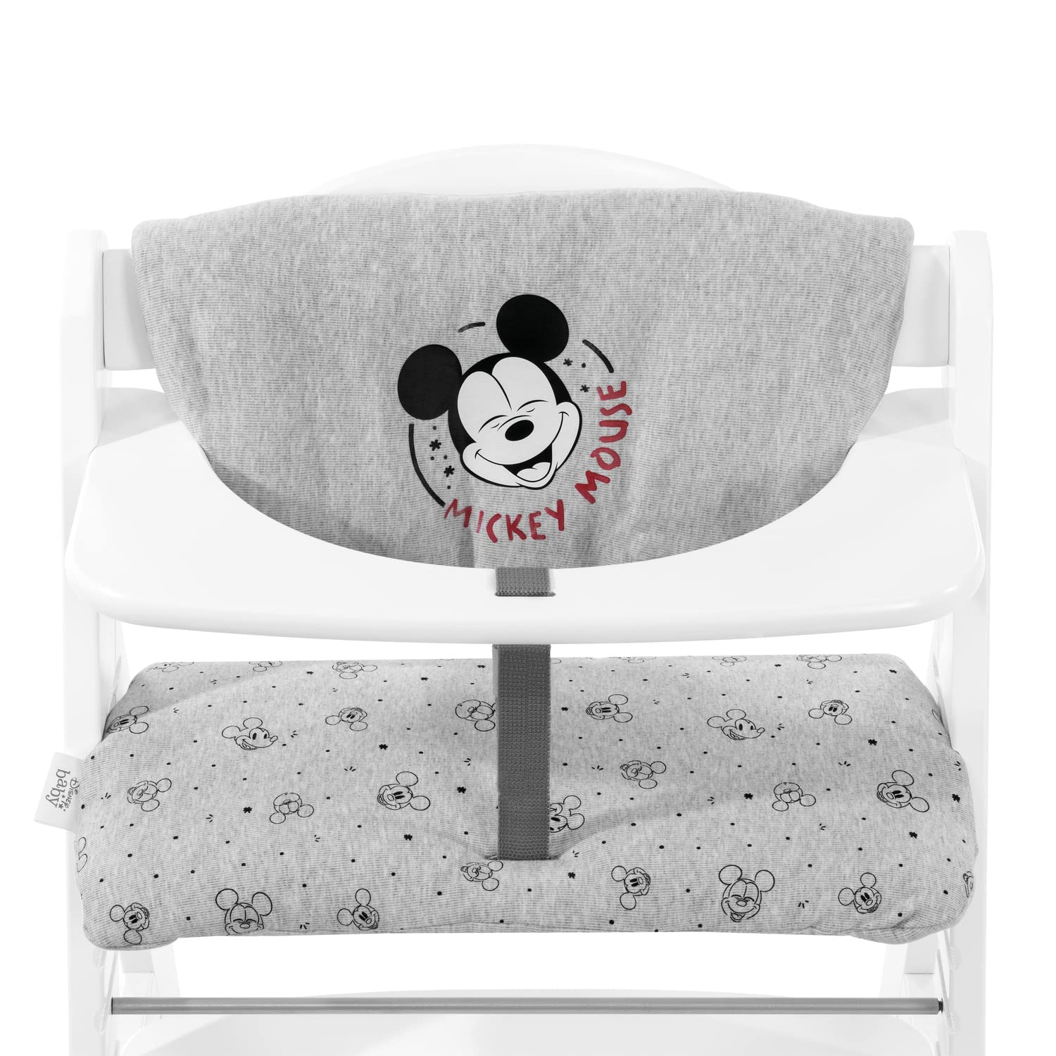 Hauck Alpha+ Highchair Pad Deluxe, Mickey Mouse Light Grey - Highchair Cushion, Soft Fabric, Machine Washable