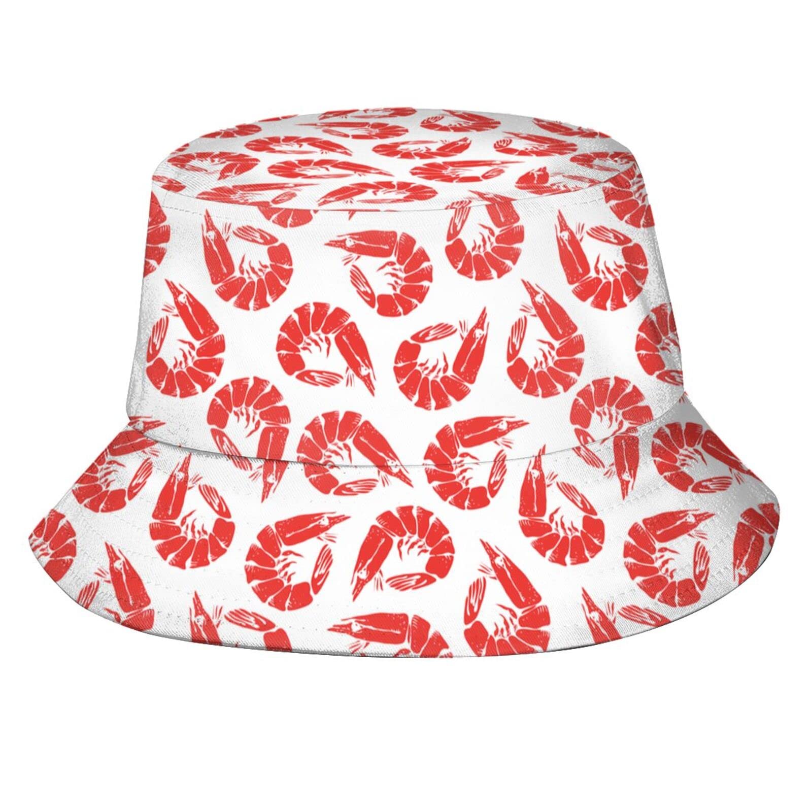 Shrimp Fashion Bucket Hat Unisex Leisure Fishing Hat Foldable Beach Sun Hat Travel Hat, Shrimp, One Size