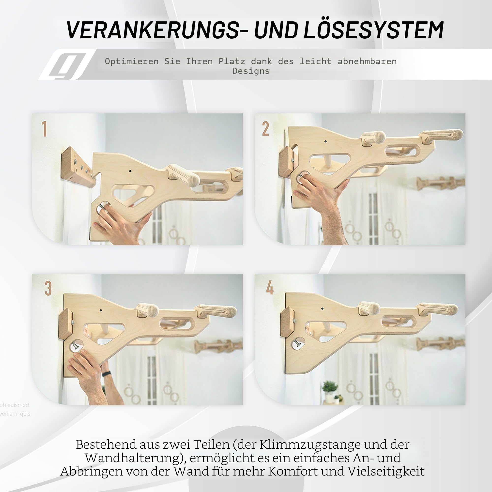 Klimmzugstange, Pull-Up-Bar, Mehrere Griffe, bis zu 130kg, Workout, abnehmbar von der Wand