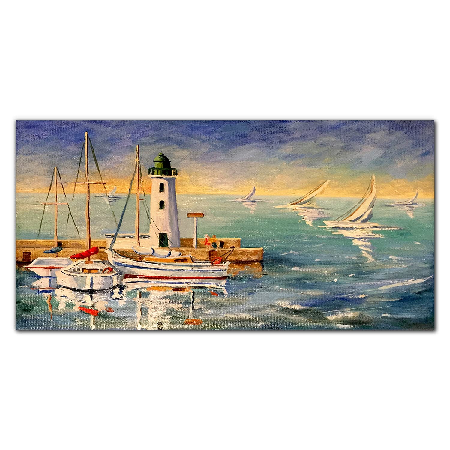Crédence en verre trempé 100x50 cm haut de gamme motif Phare pour une cuisine élégante