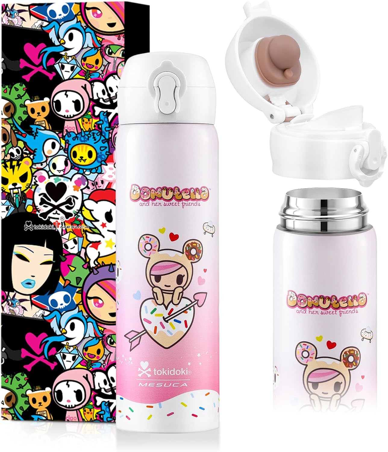 Tokidoki Unicorno Bottle 17oz Insulated Stainless Steel Water Bottle Reusable Vacuum Insulated Water Bottle Tumbler with Leak Proof Flip Bottle for Travel Office Gym