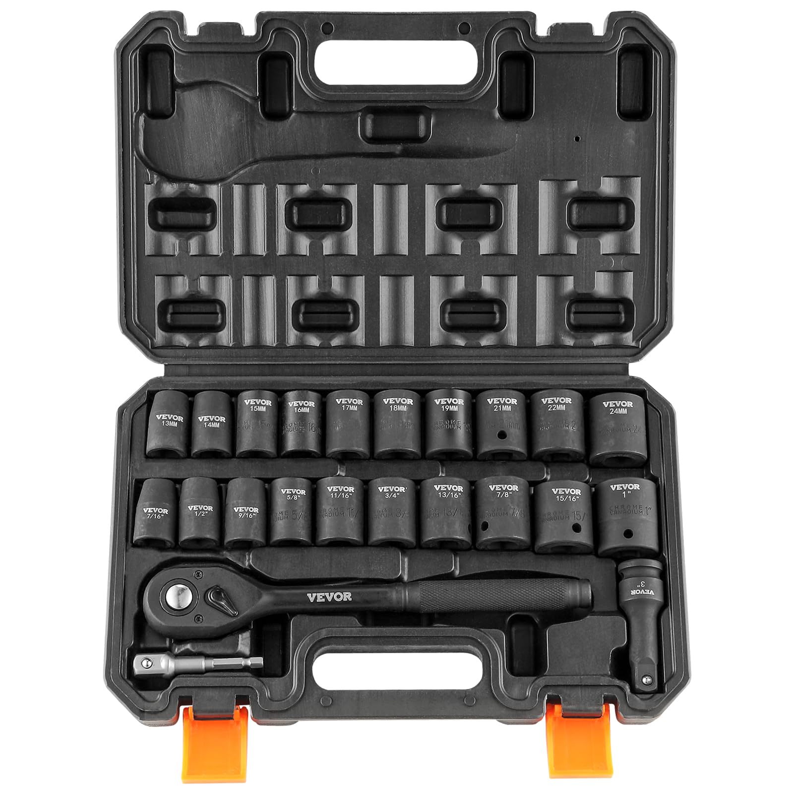 VEVOR Set Di Bussole A Percussione Da 1/2", Set Da 33 Pezzi SAE 3/8 - Foto 2