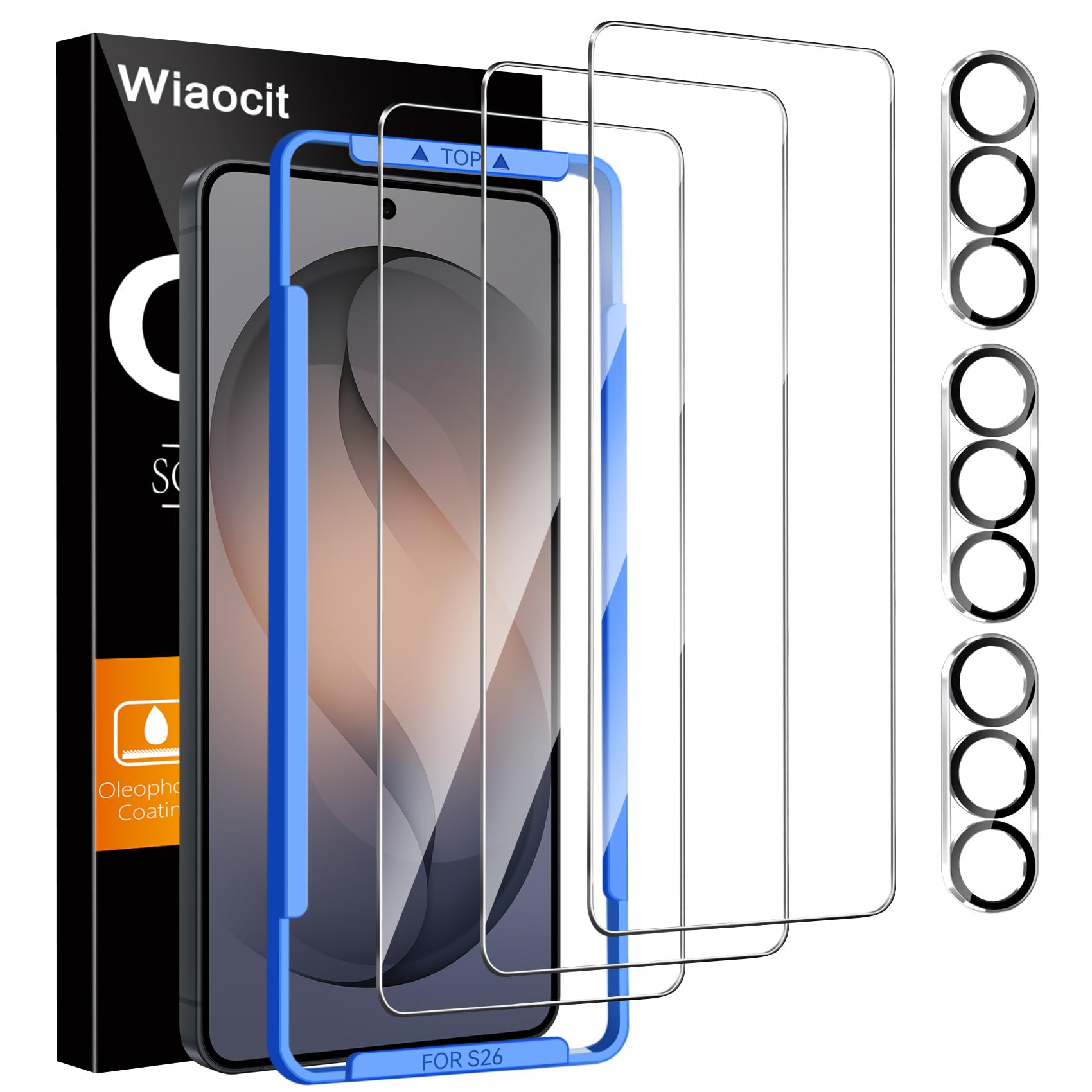 Photo 1 of **2 PACK** Wiaocit 3 Pack Tempered Glass Screen Protector for Samsung Galaxy S26 with 3 Pack Camera Lens Protector, 9H Hardness, Bubble Free, Case Friendly