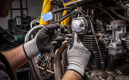 Miniatura 8 de Boss Agarre táctil para hombre con palma recubierta de nitrilo y guantes de trabajo de nailon, alta destreza, resistente al agua y a la abrasión