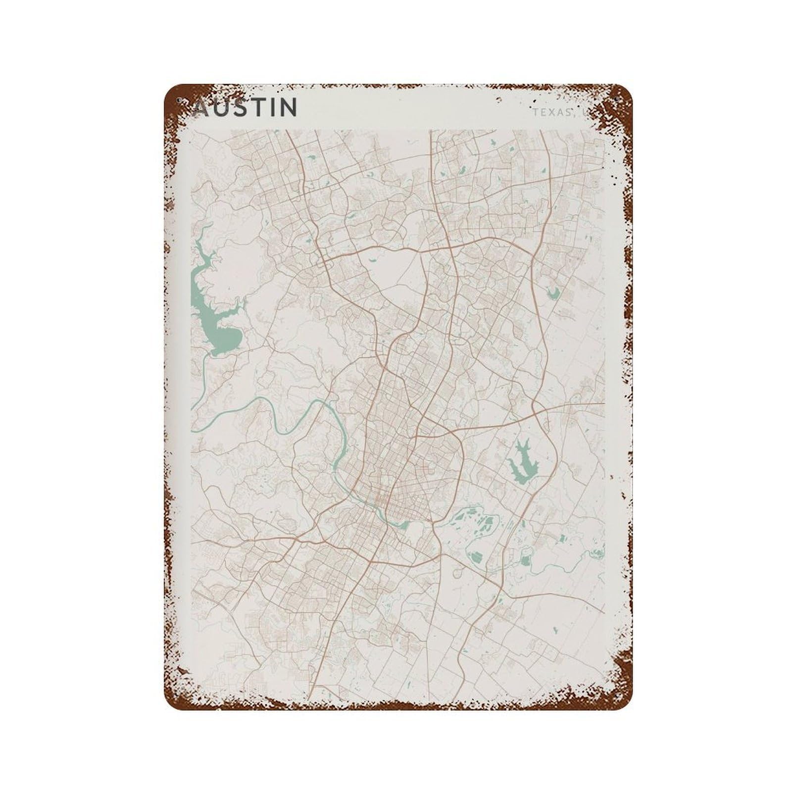 xiaoxiaoshen Austin Map Street Texas (2) Wall Decor Art Metal Tin Poster Modern Home Decor Art Home Bar Shop Decorations Vintage Sign 40x30cm