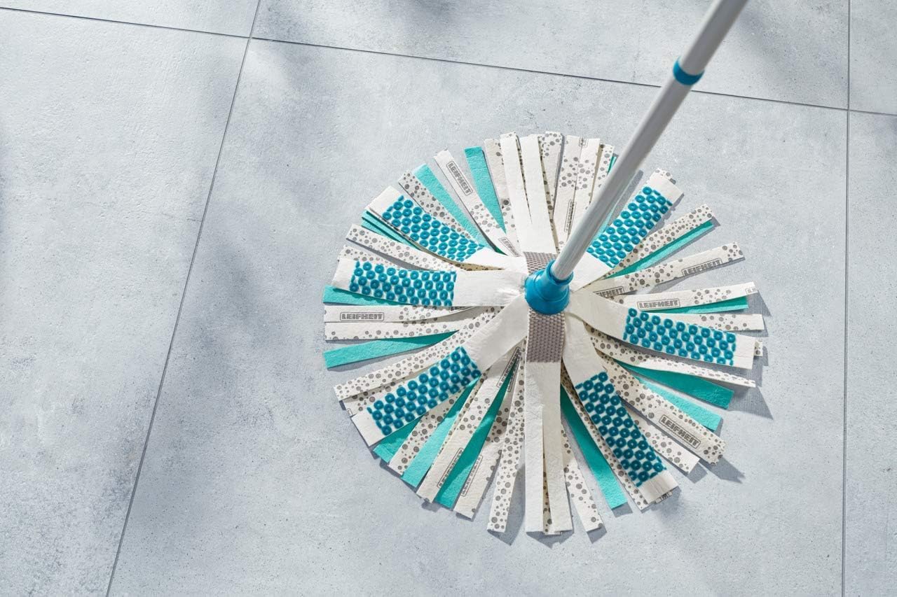 Leifheit Replacement Mop Head, Power Mop 3in1 Refill Mop Head Classic Mop, Ultra Absorbent Viscose and Micro Fibre, Scrubs and Picks-up Dust and Dirt, Turquoise, 8.5 x 8.5 x 31 cm