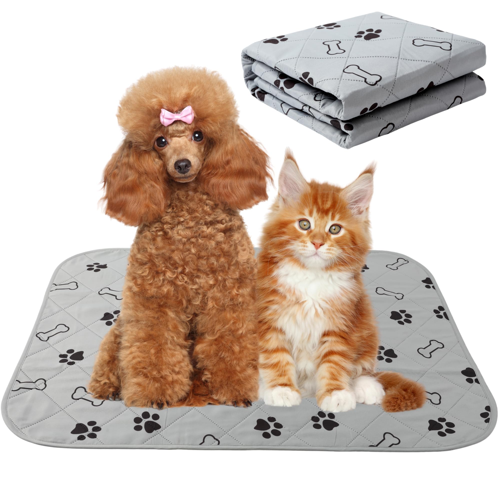 GinzaLandWashable Dog Pee Pads - Reusable Training Mat for Dogs - 70 x 50 CM | Eco-Friendly, Non-Slip & High Absorbent Puppy Training Pads - Diapers & Cat Food Feeding Mats - Pet Potty Pads