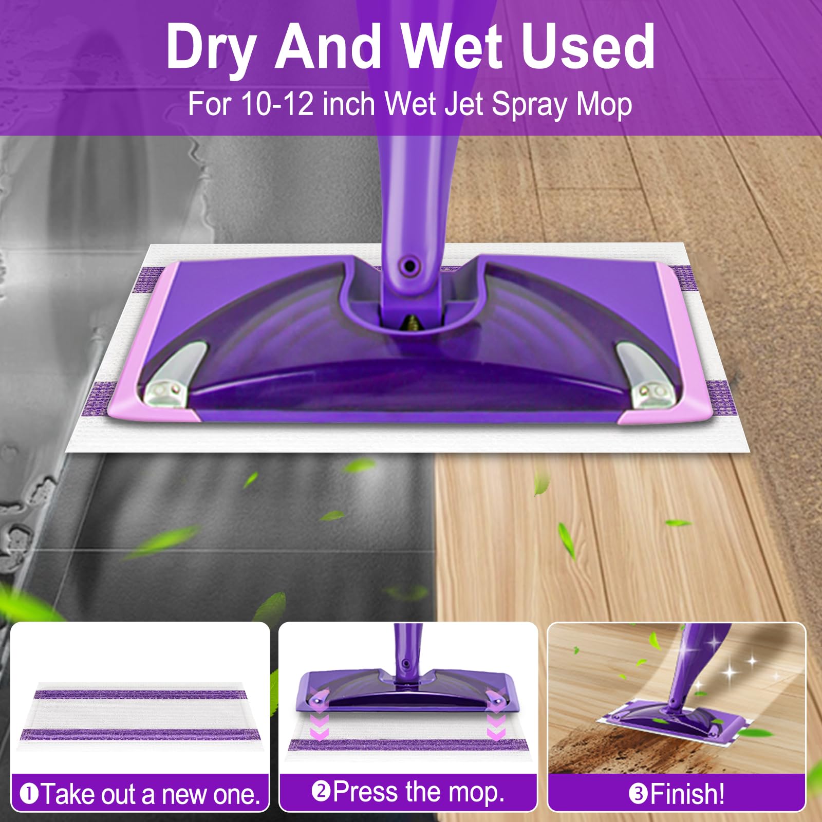 Recambio de almohadilla de fregona compatible con mopas Swiffer Wet Jet, desechables, multisuperficie, limpiador de suelos de madera dura, almohadillas de repuesto para fregona, grosor y absorbente