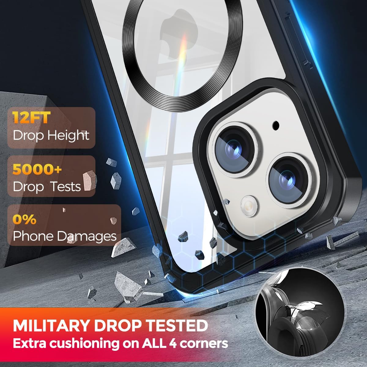 [CD Loop + Privacy Screen Protector]Magnetic Case for iPhone 13/14 Case,[Military Grade Drop Protection] Anti-peep Privacy Screen Double Sided 9H Glass Compatible with MagSafe Case for iPhone 13/14