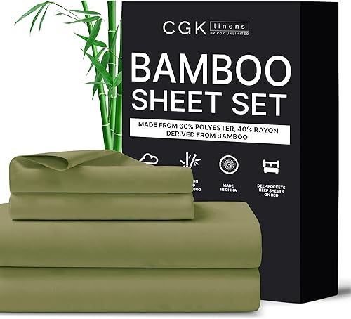 Sábanas de tamaño Queen  Sábanas refrescantes y transpirables  60% poliéster, 40% rayón derivado del juego de sábanas de bambú, 300 hilos para que