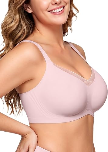 OEAK Womens Wireless Jelly Bras V Mesh Comfortable Bralette Supportive Tshirt Bra No Underwire Seamless Push Up Everyday Bras
