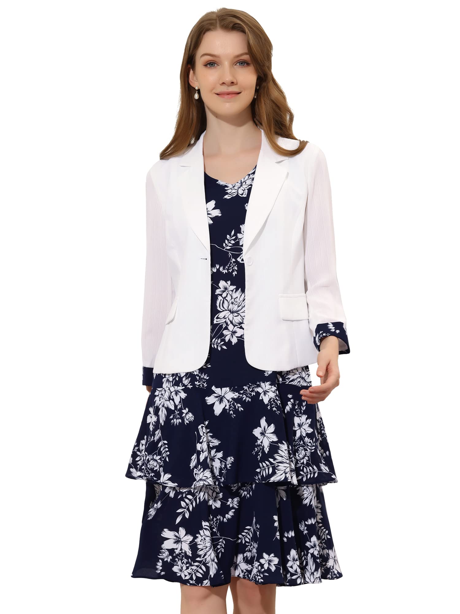 Allegra K Women's Suits 2 Piece Dress Set Business Casual Suit Dresses