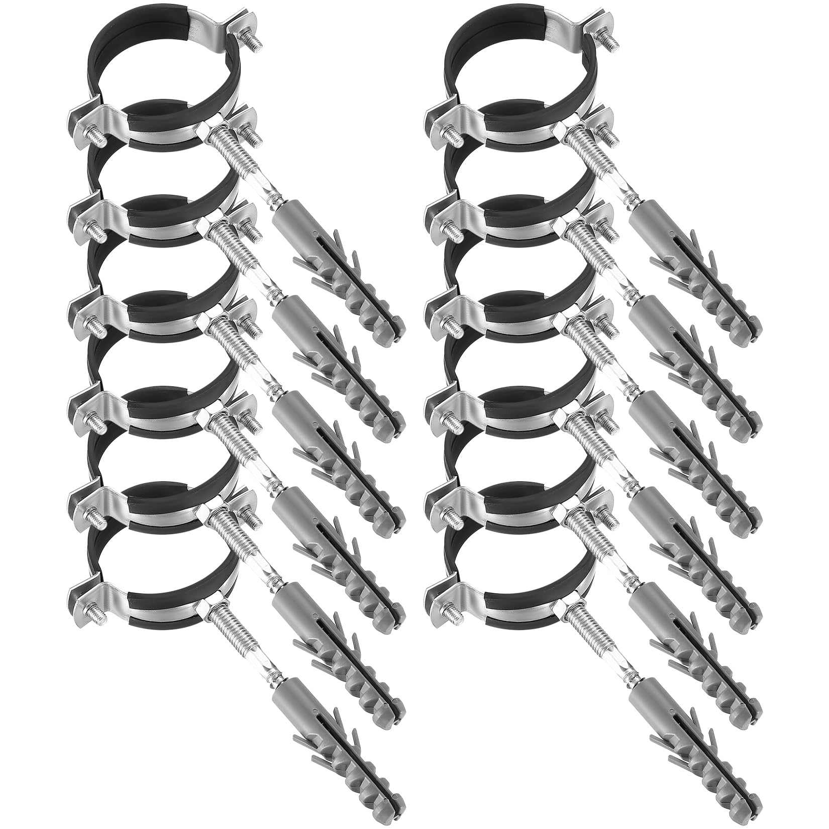10-14 mm Morsetto per tubi con rivestimento in gomma nera, Clip per tubi in due