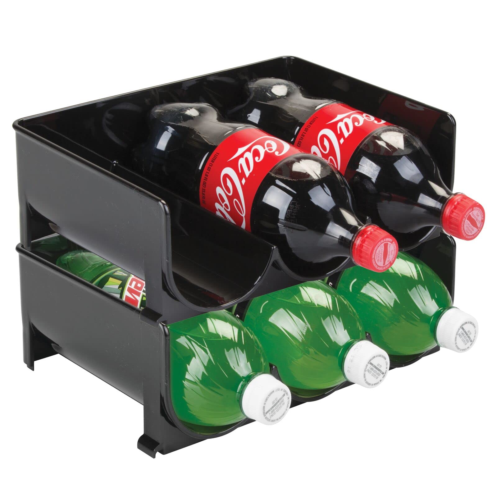 mDesign Range-Bouteilles (Lot de 4) – casier à Bouteilles empilable en Plastique sans BPA pour 3 Bouteilles de vin ou Autres Boissons – étagère à vin Moderne pour jusqu'à 12 Bouteilles – Noir