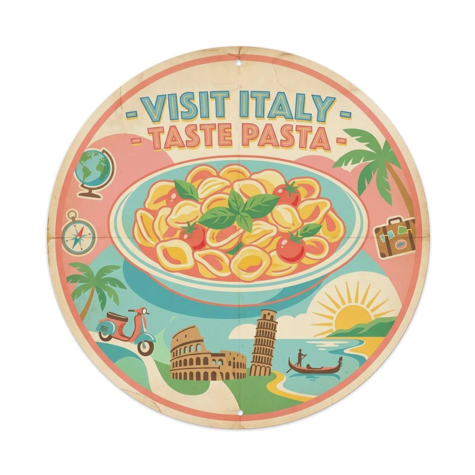 Yrnq 8X8inch Vintage Style Cucina Italiana Pasta Vintage Food Culture Metal Tin Sign
