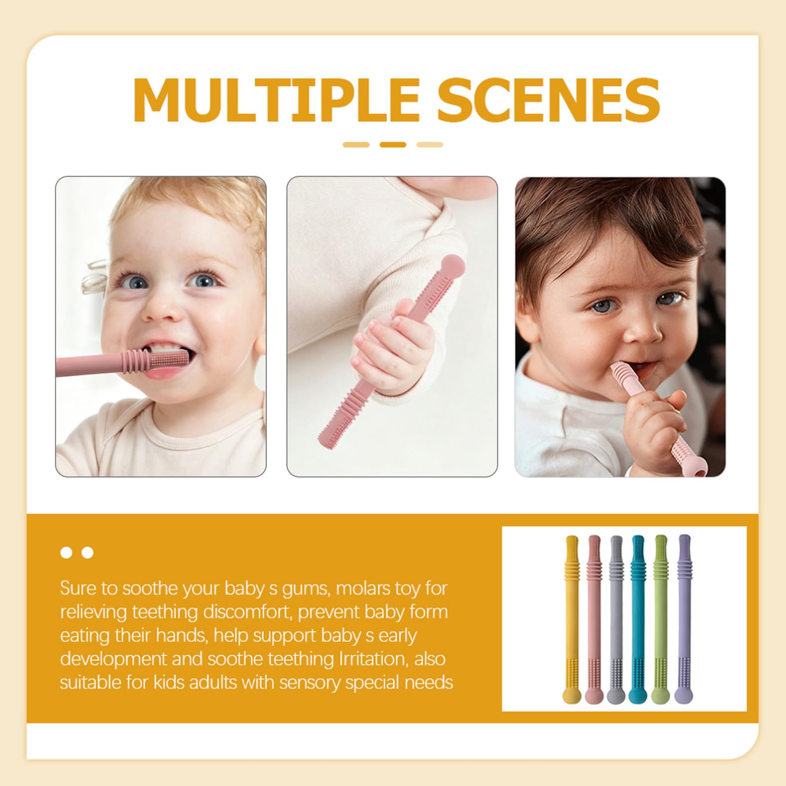 LIFKOME 6 Pezzi Teether Tube in Silicone per Ragazzo Ragazza, Morso | Cannucce da Dentizione, Alleviano Prurito e Fastidio Gengivale, Regalo per Shower e Compleanno