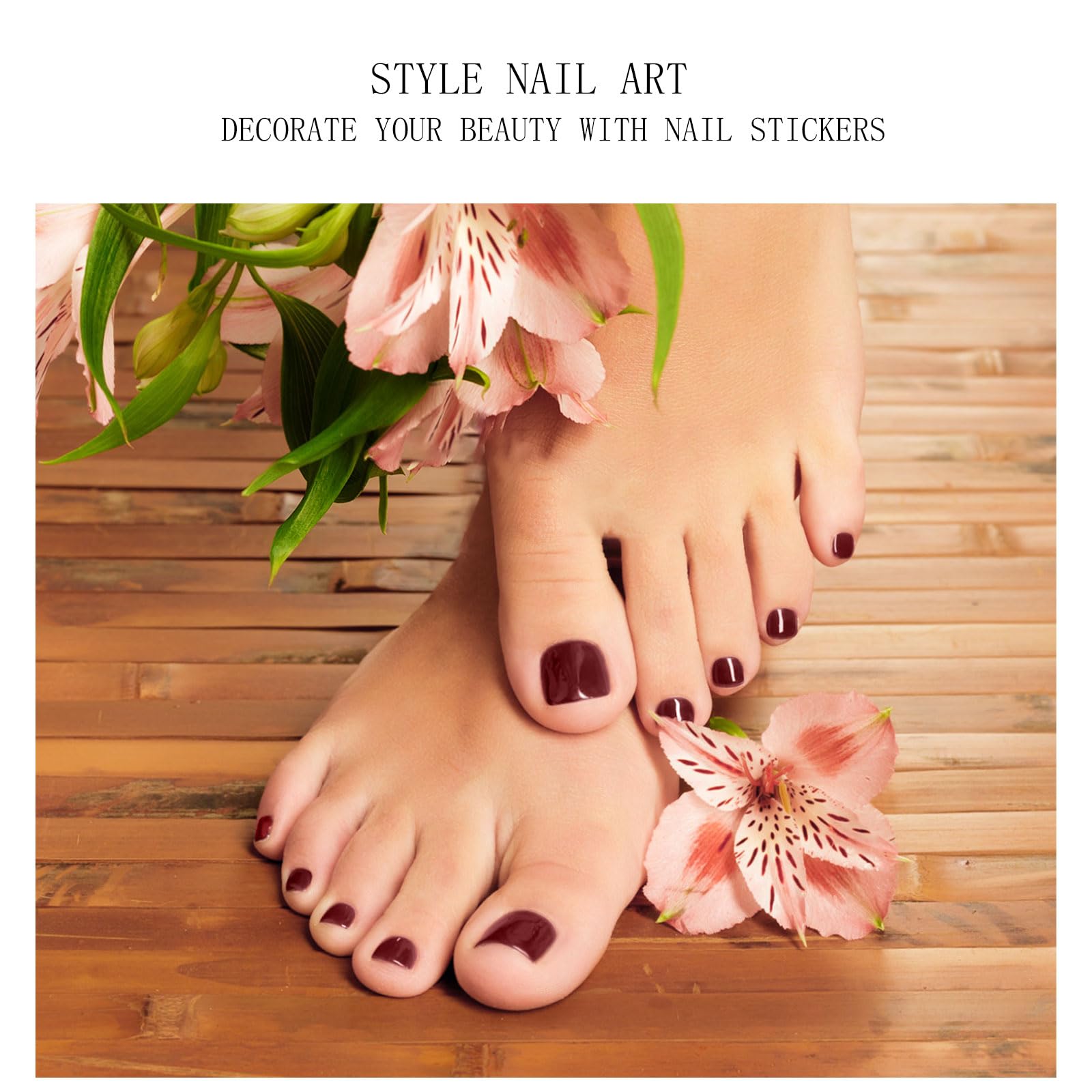 JMEOWIO Gel Toenail Stickers Wine Red Semi Cured Gel Toenail Strips Wraps UV/LED Toenail Supplies Toenail Art Design Decoration Accessories - Image 2