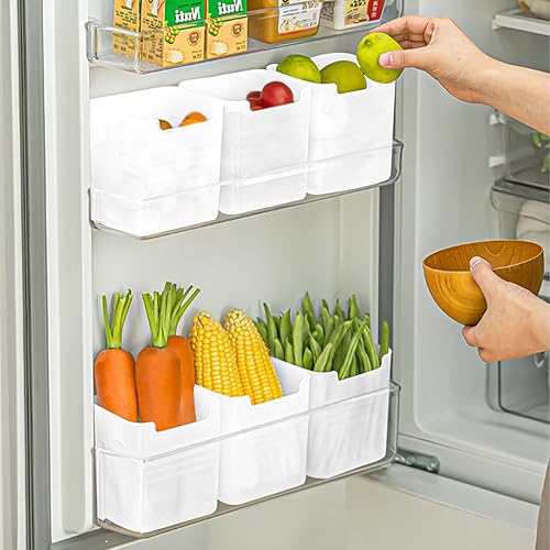 Miniatura 11 de Paquete de 3 cajas organizadoras de refrigerador, contenedores de plástico para almacenamiento de puerta lateral del refrigerador, contenedores