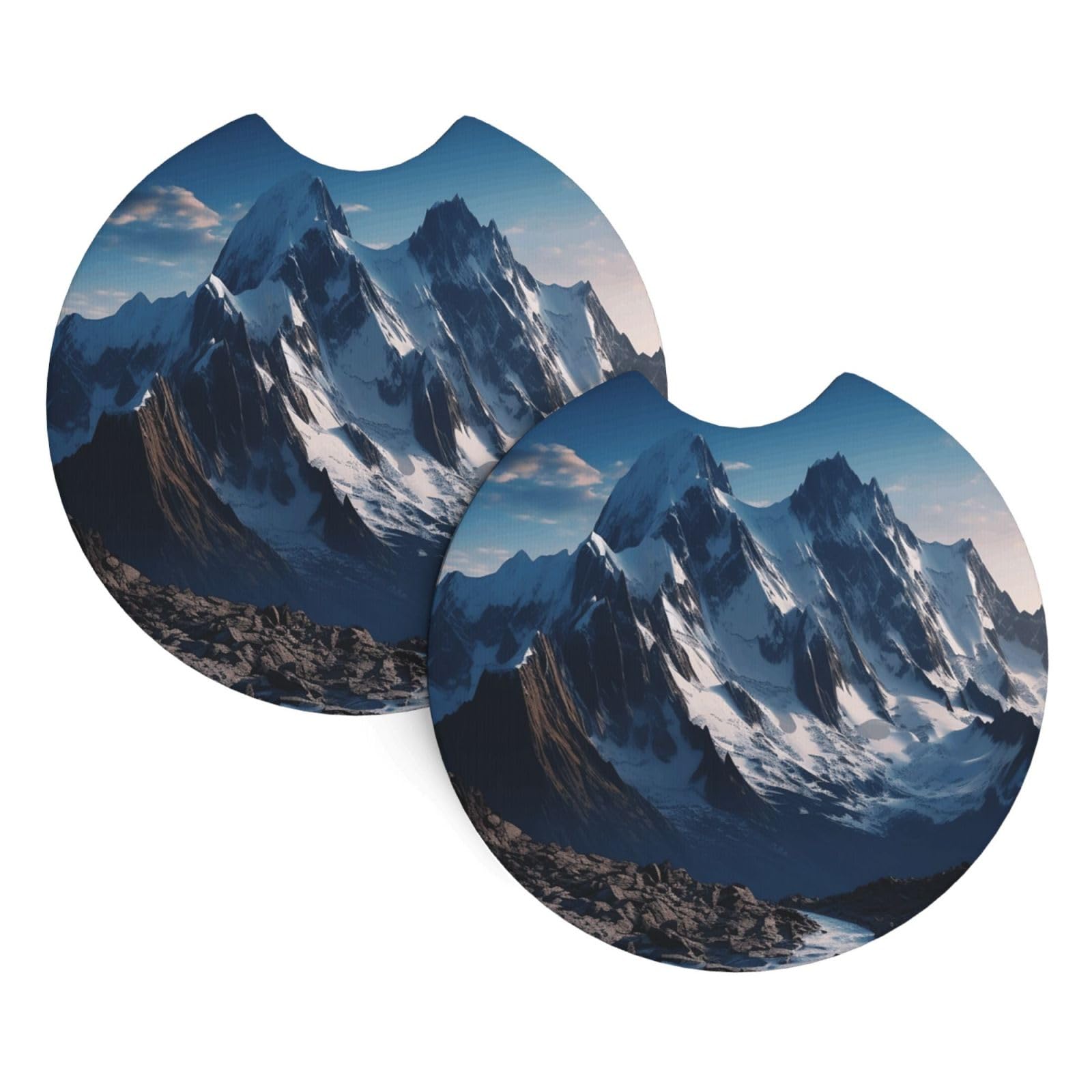 2PCS Car Coaster for Cup Holders Universal Auto Cup Mat Melting Snow Mountain Cup Coaster Pad 2.7" Waterproof Neoprene Non-Slip Cup Holder Coasters Car Interior Accessories for Women Men