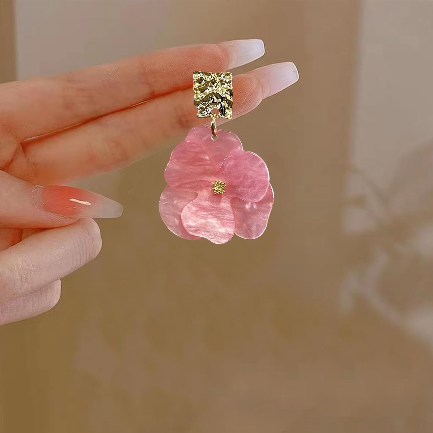 Acrylic Flower Earrings for Women Cute Floral Stud Earrings Lightweight Party Jewelry - Image 6