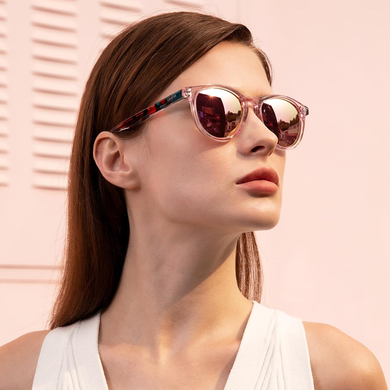 CARFIA Retro Acetate Womens Polarized Sunglasses, UV400 Protection, Trendy Panto Frame Driving Shades CA5286