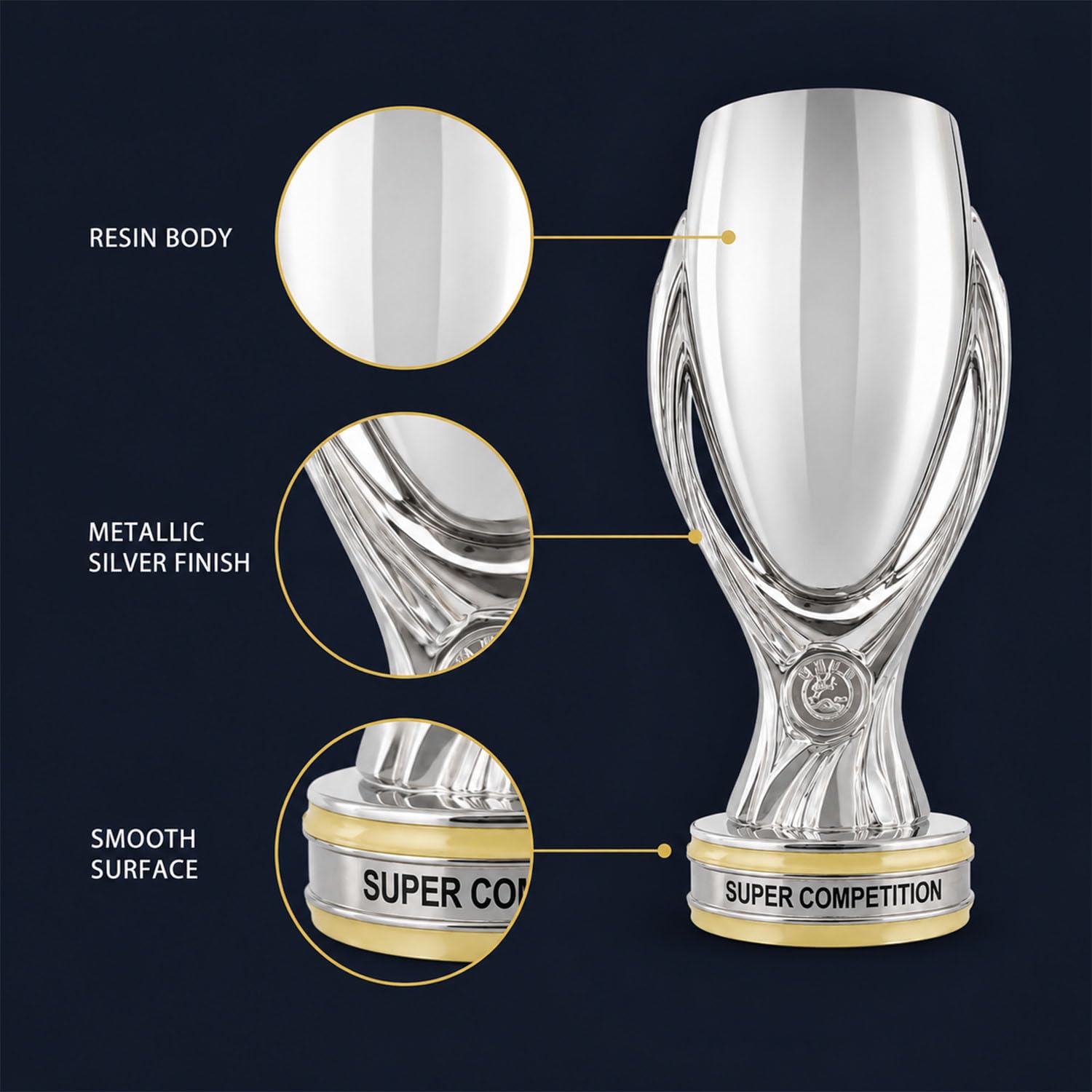 Réplica del Trofeo Europa Super Cup, Copa de Campeones de Fútbol | Premio para Competiciones de Fútbol, Decoración para Oficina Rincón del Aficionado y Hogar, Regalo para Fans de Fútbol