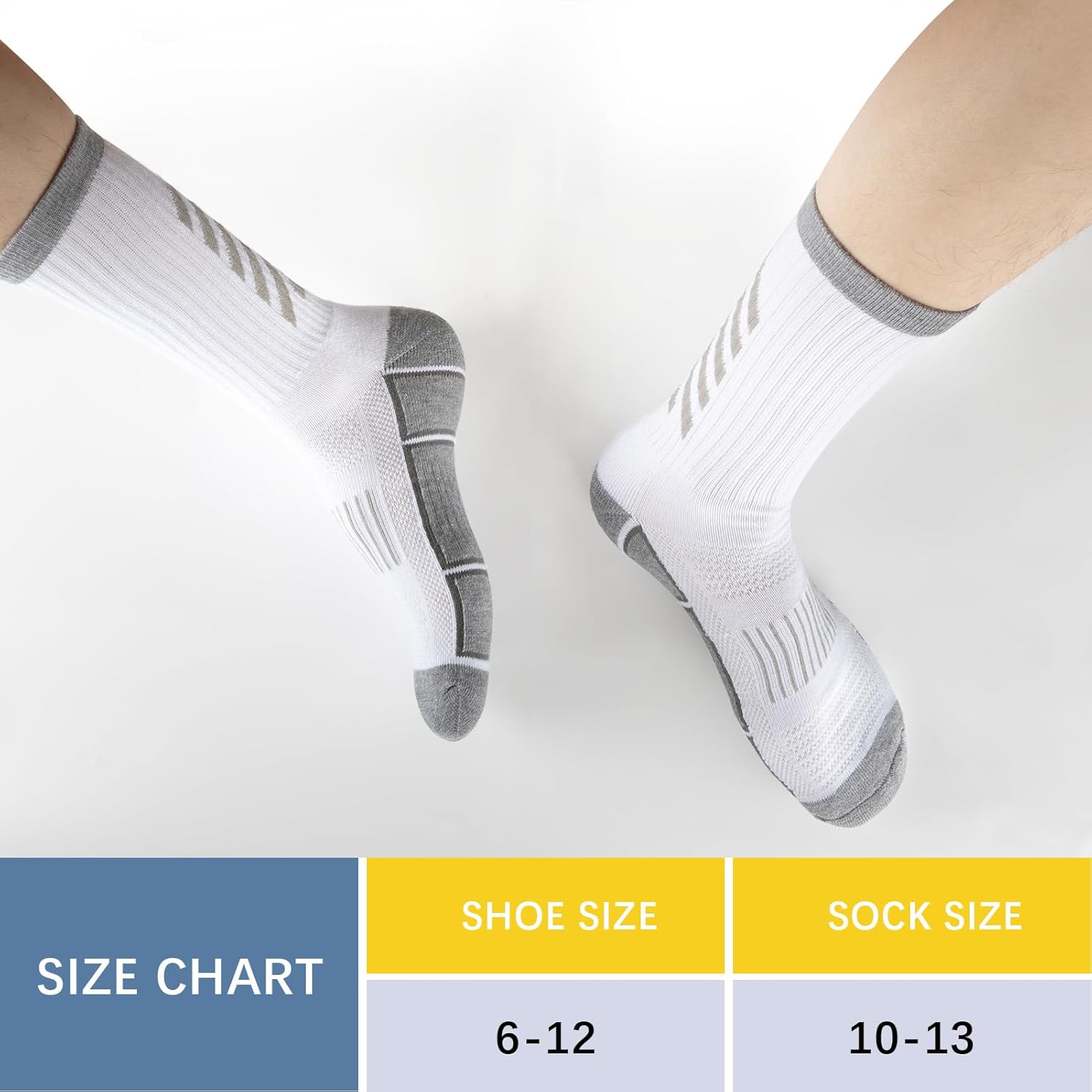 COOVAN Mens Athletic Crew Socks Moisture Wicking Heavy Duty Cushioned Work Socks with Reinforced Heel and Toe (6 Pairs - Image 6