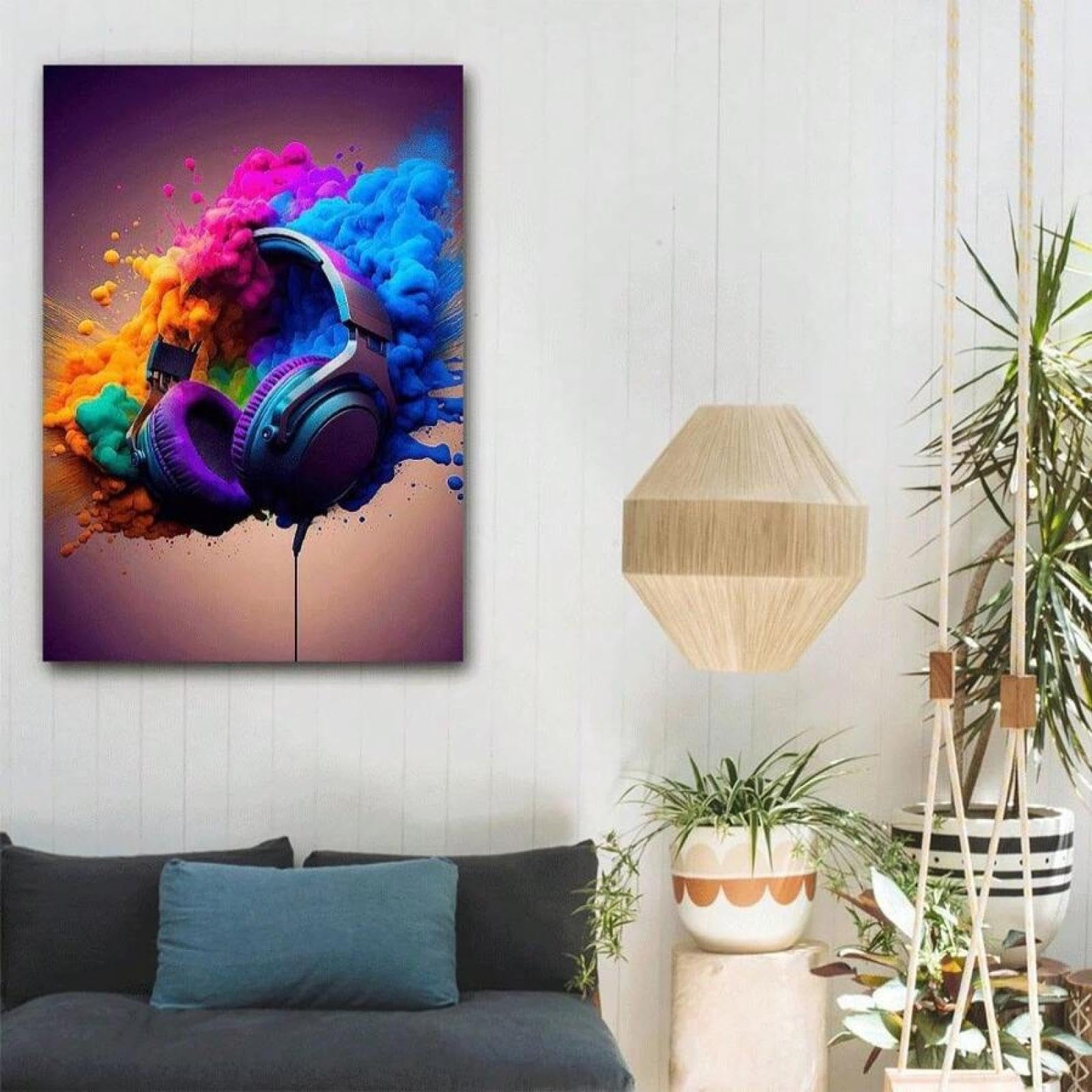 XBTYKPB Póster de lienzo con diseño de videojuegos, diseño de auriculares, decoración de pared, mural de control de juegos, pintura para sala de juegos, 60 x 90 cm, sin marco