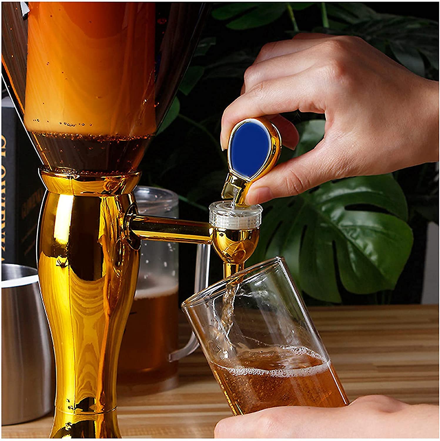 MU Bierturm, Bierfass-Spender, Getränkespender, Bierturm, Getränkespender, Heimbar-Zubehör, einfach zu reinigen, Glaswaren, 5 l