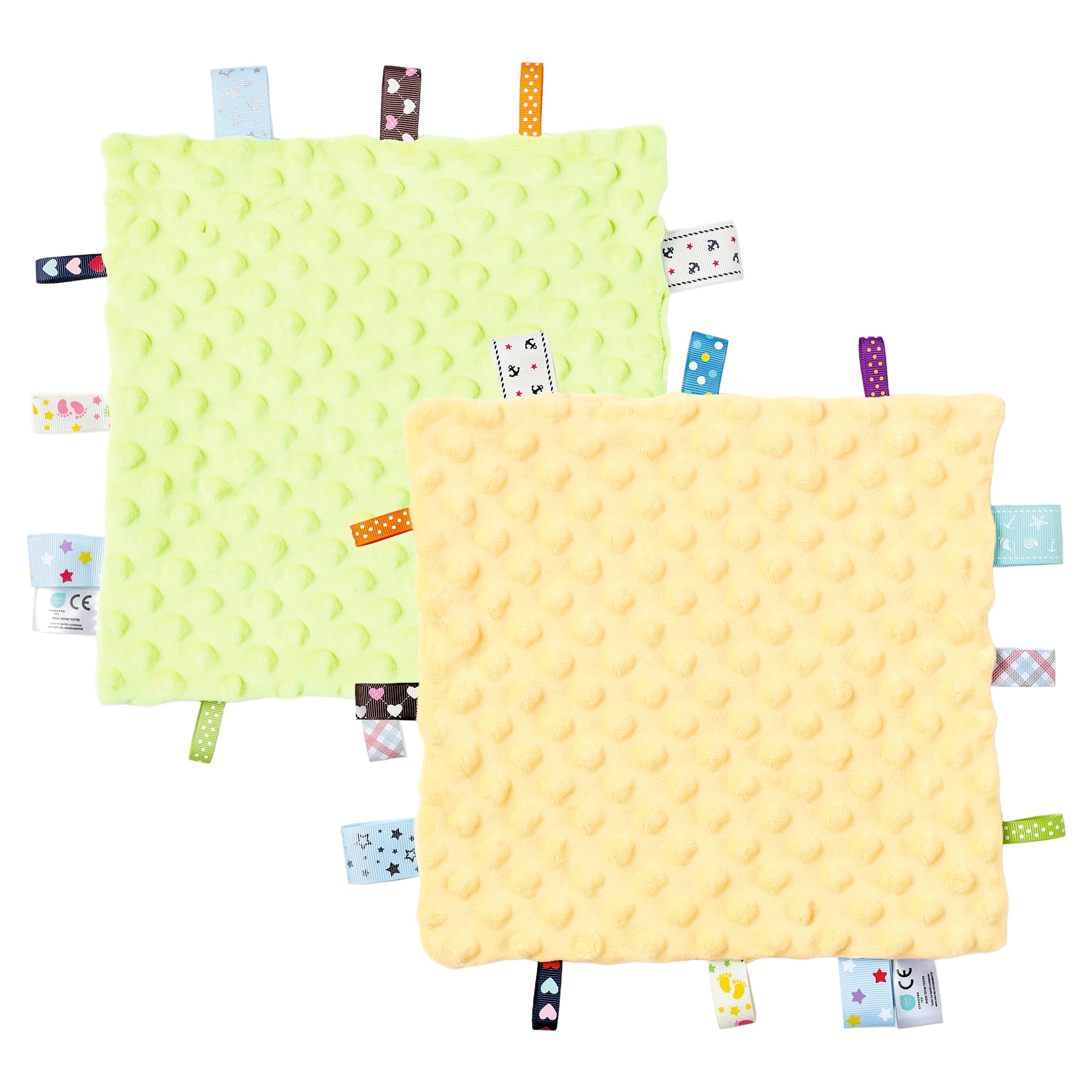 CREVENT Security Blanket for Babies, Soft Baby Comforter, Sensory Plush Blanket for Baby Girls, Calming Sleep Companion, 24X24cm 10"X10" 2pcs