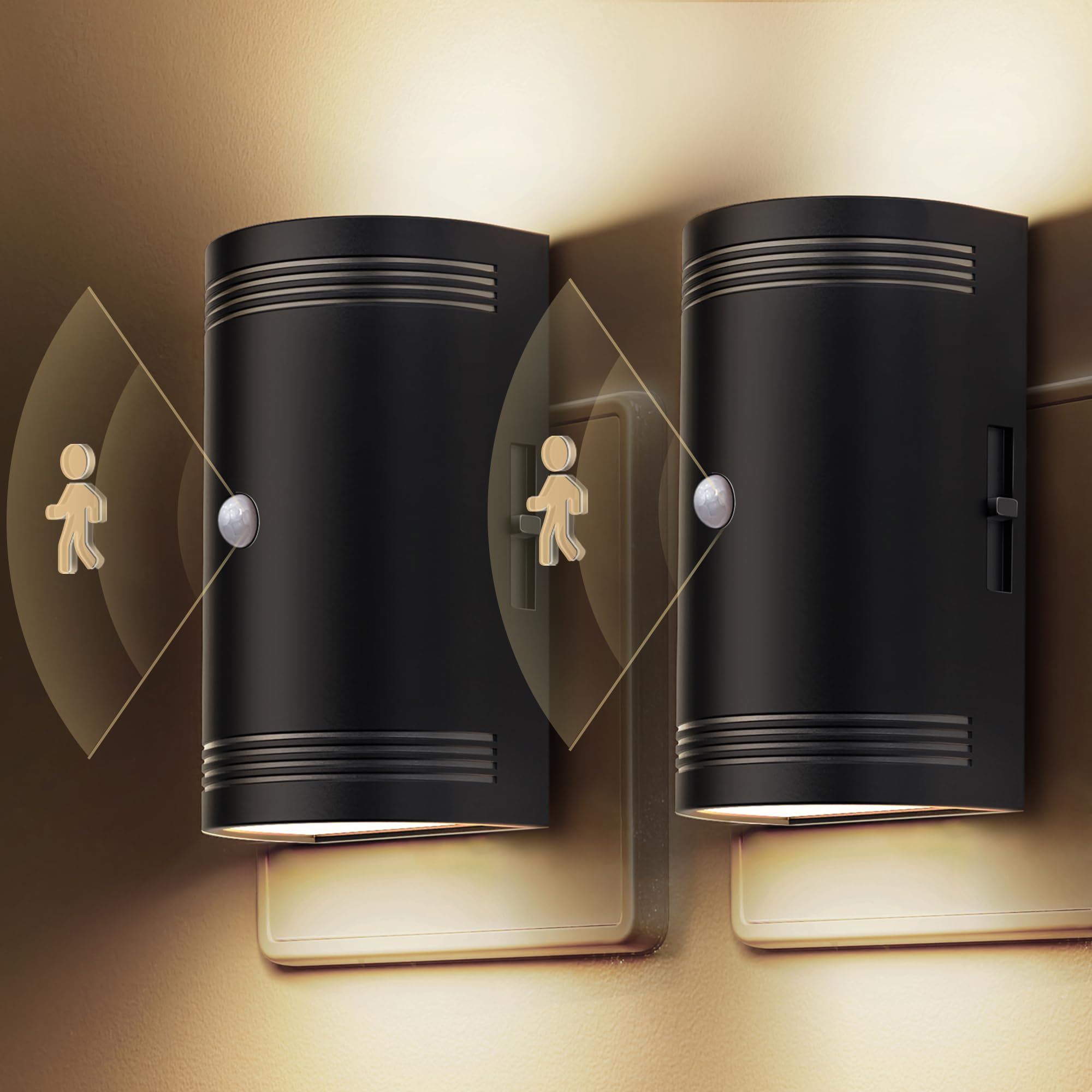 LOHAS-LED Nachtlicht mit Bewegungsmelder, LED Nachtlicht Warmweiß 3000K, Einstellbare Helligkeit 0-100LM, Dimmbar Nachtlicht für Kleinkinder, Bad, Schlafzimmer, Flur, Treppe, Küche, 2 Stück