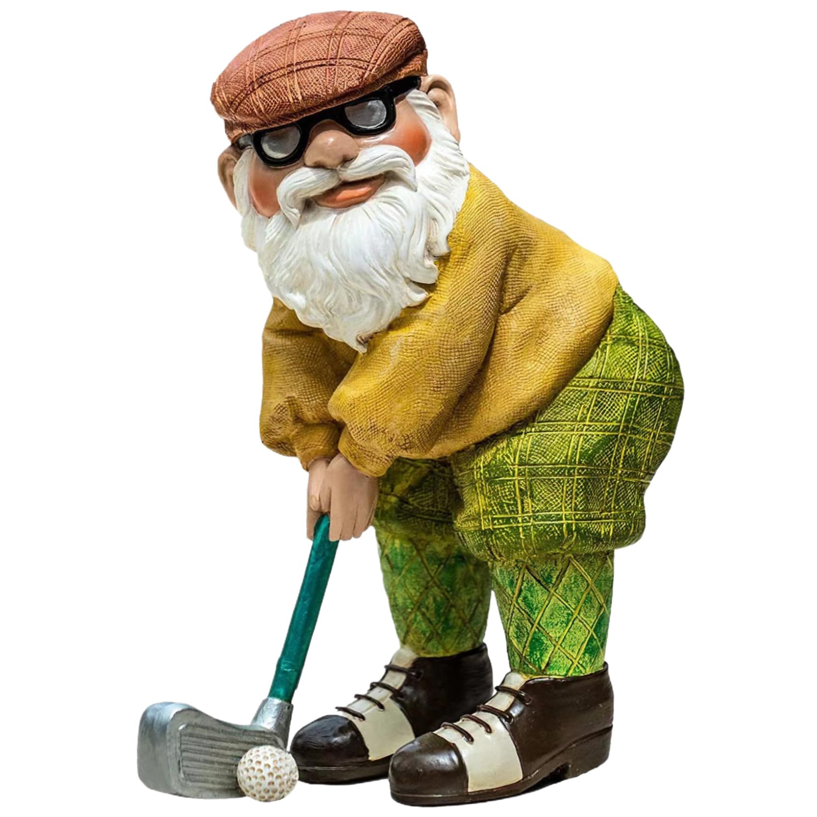 CNAFGBGG Garden Gnomes 4.7x2.4 Inch Playing Golf Funny Gnome Resin Funny Golf Gnome Statue Novelty Ornaments for Pation Yard Lawn Indoor Tabletop Home Decor, Garden.