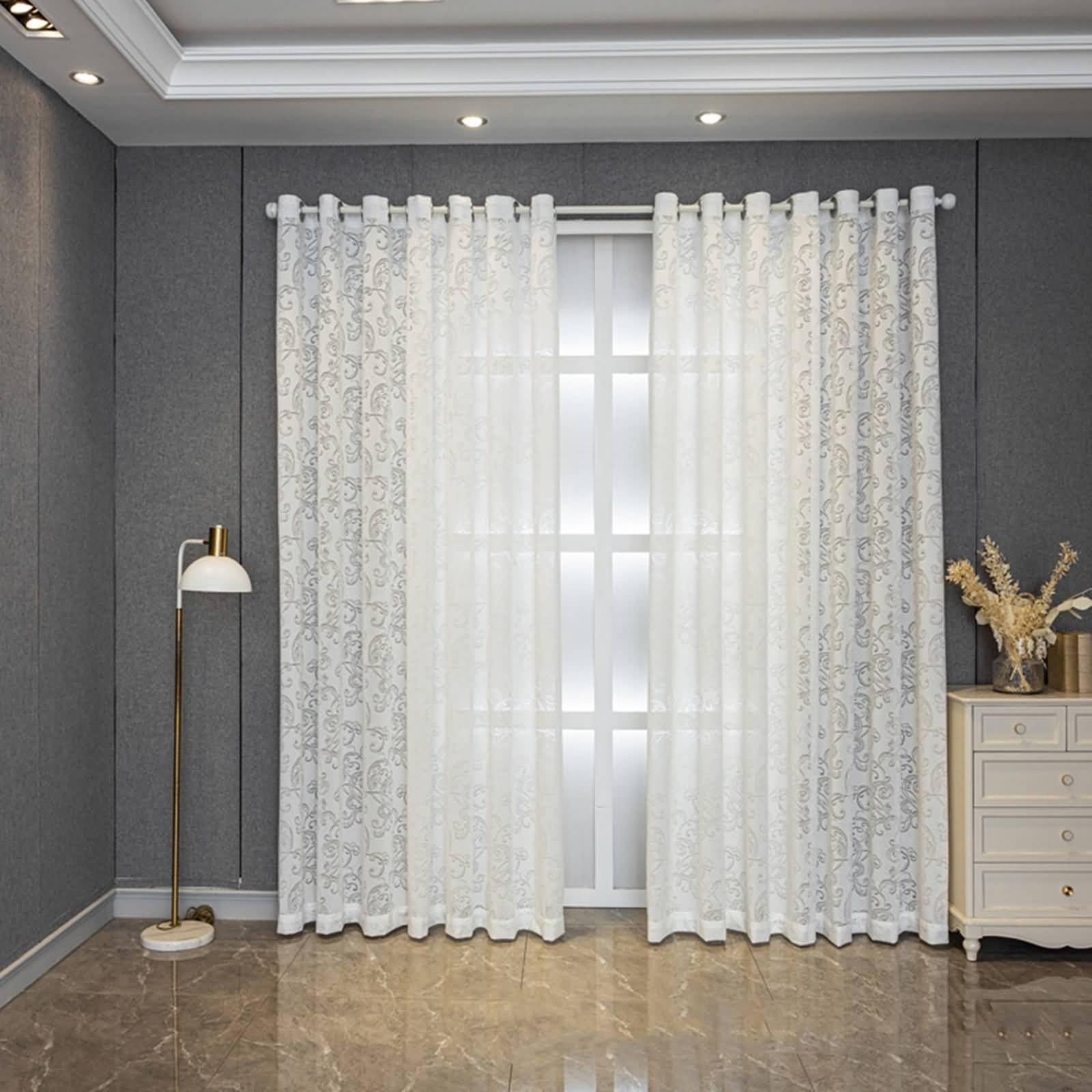 Cortinas transparentes de 2 paneles para cocina de 52 x 54 pulgadas con vides