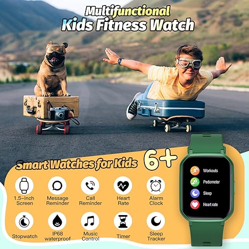 Miniatura 3 de Reloj inteligente para niños, resistente al agua IP68, reloj rastreador de actividad física con cara de 1.5 pulgadas, monitor de sueño de frecuencia