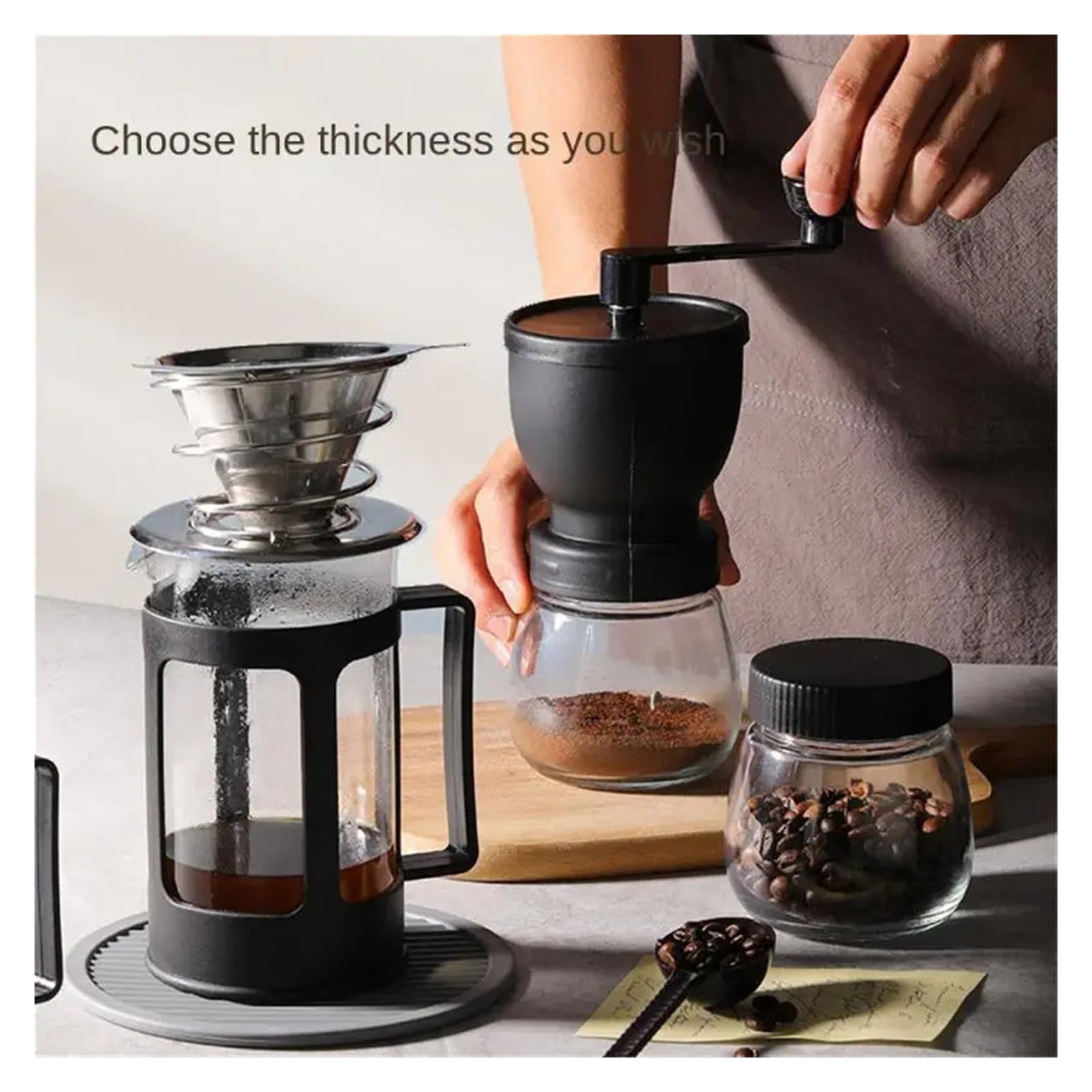 Młynek do kawy Ręczny ekspres do kawy Profesjonalny z ceramicznym żarnem Regulowanym żarnem Akcesoria do kawy ładowane przez USB Przenośny młynek do szkła (Color : Style B)