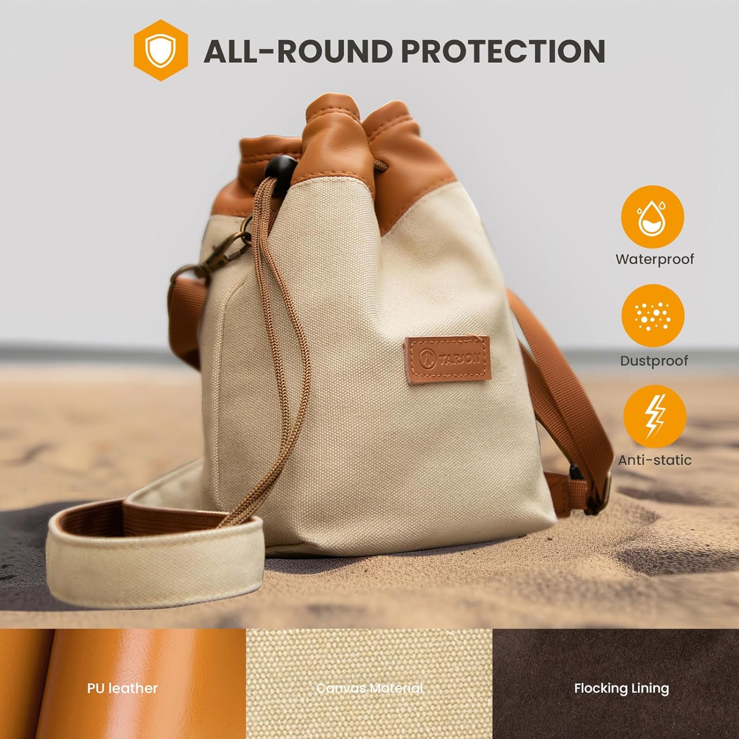 TARION Camera Lens Pouch DSLR Camera Lens Pouch Bag Soft Protective Case with Adjustable Shoulder Strap and Divider