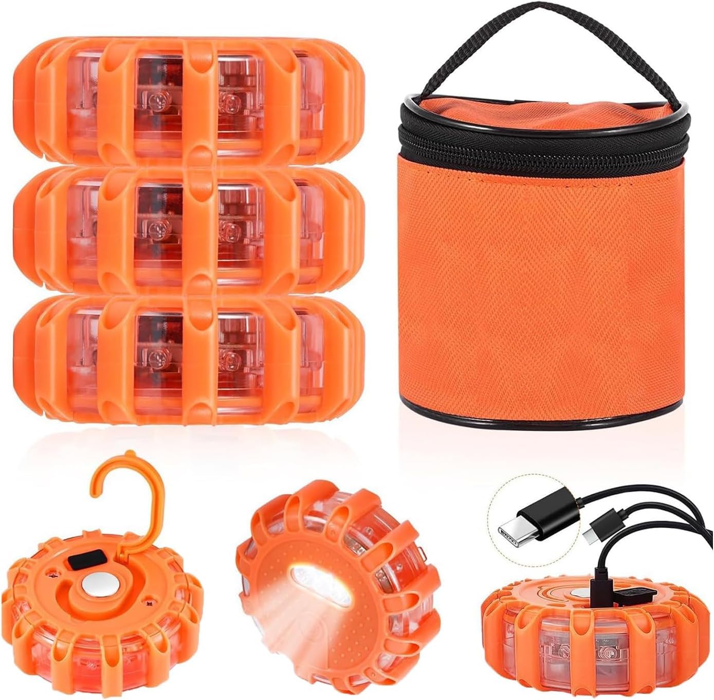 Paquete de 3 luces de advertencia recargables, luces de señalización de iluminación vial LED para automóviles, barcos, buques, iluminación de emergencia