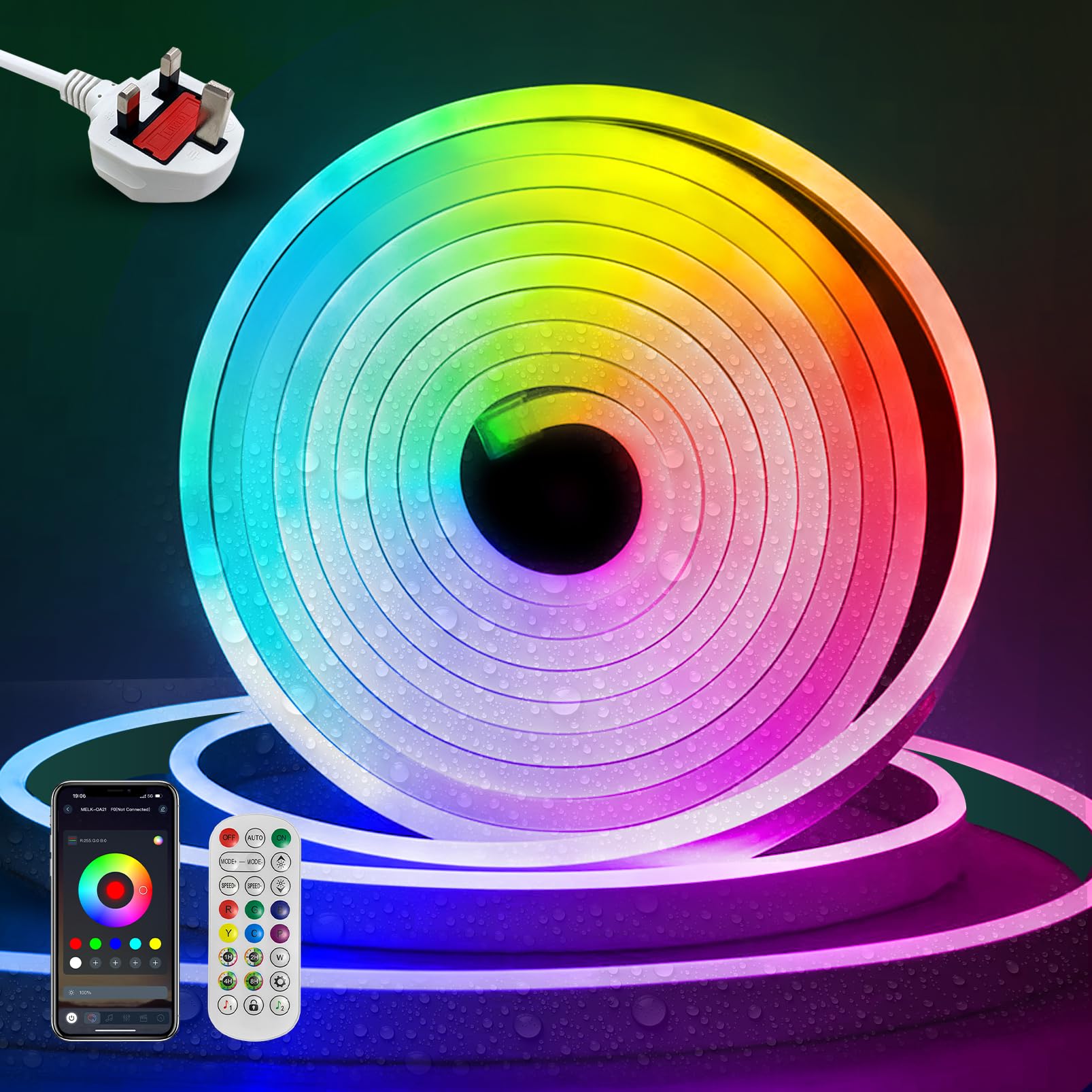 YOODI Neon LED Strip Light 5M Waterproof IP65 Outdoor 240V RGBIC Rope Light with App/Remote Control Music Sync Colour Changing Flexible Cuttable LED Light Strips for TV Bedroom Gaming Room Decor — image 1