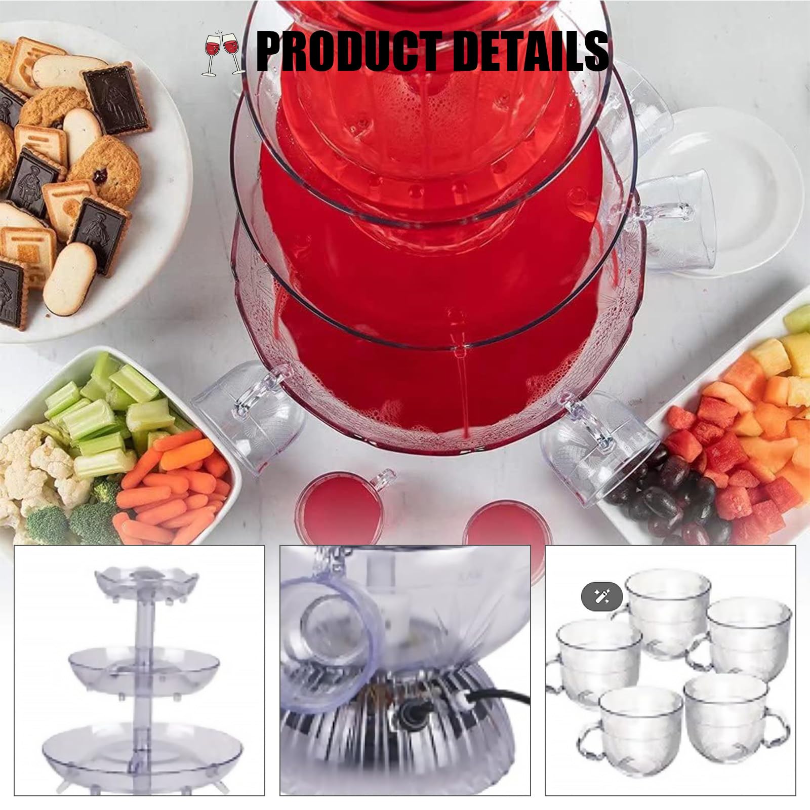 Produktbild von 3-Stufiger Partybrunnen,4L Getränkebrunnen Party Mit 5 Stück