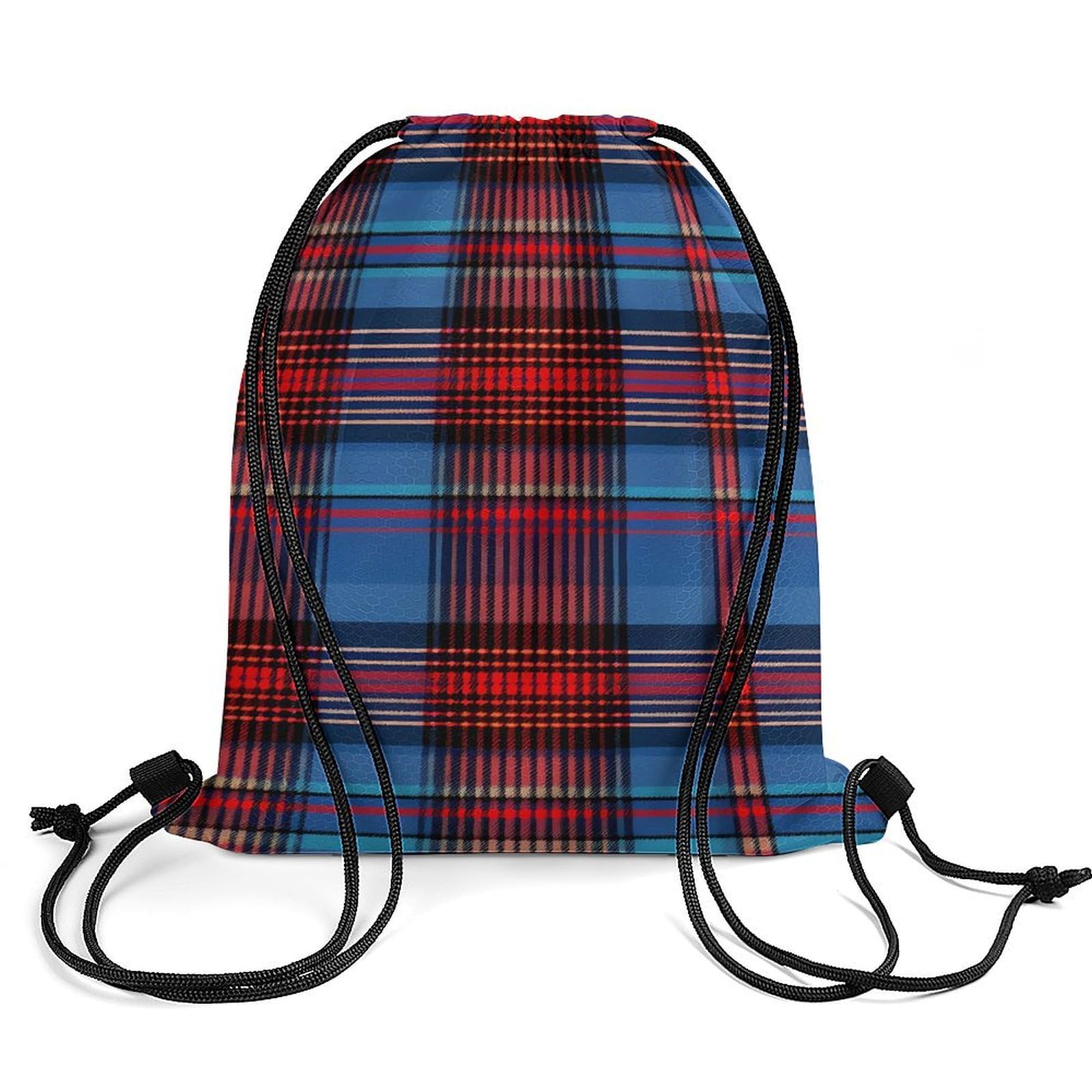 Red Scottish Plaid Drawstring Backpack Durable Sport Gym Bags Daypack for Men Women 35 * 42cm