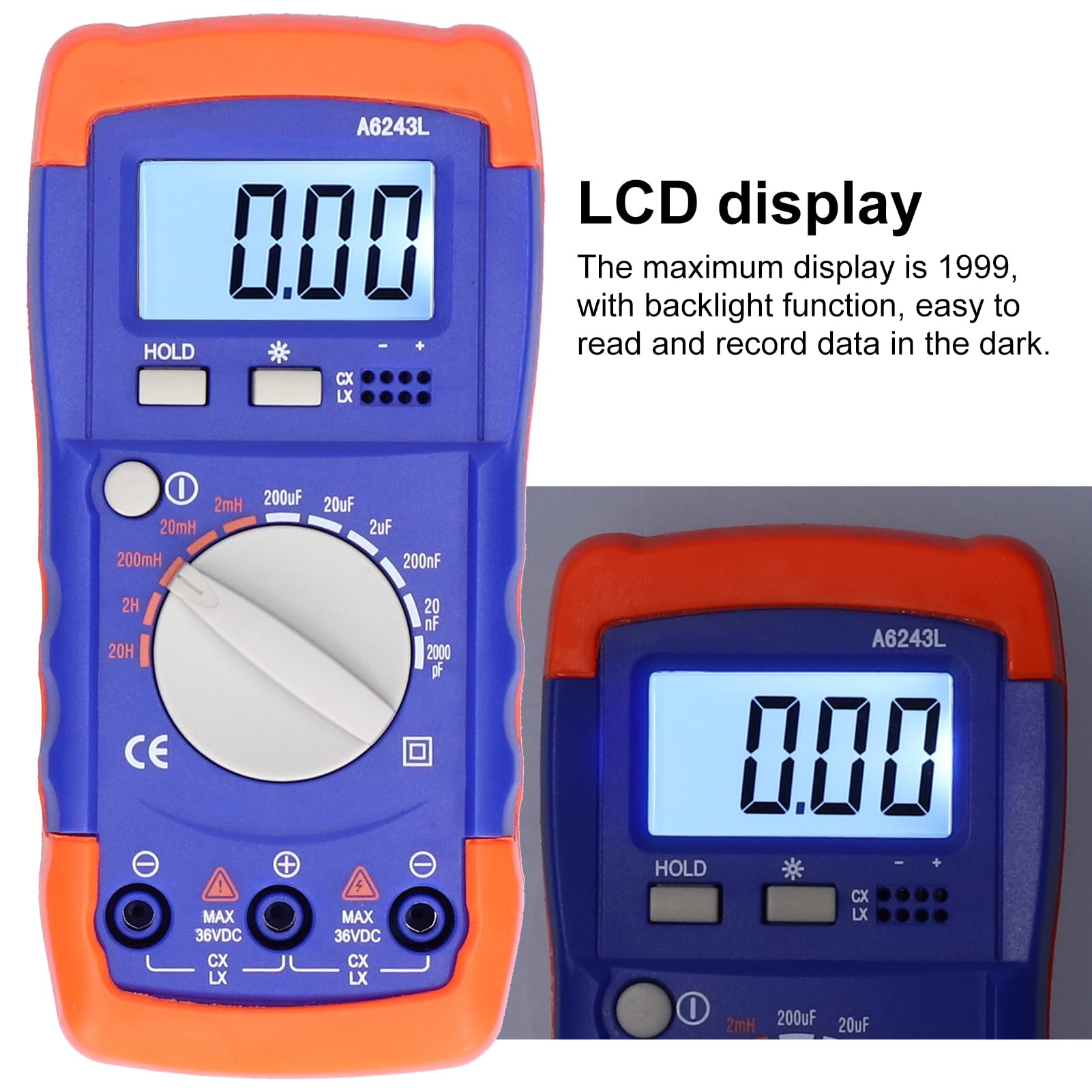 Fdit Probador de Capacitancia LCD, Medidor Digital A6243L Medidor de Inductancia Inteligente Medidor de Medición de Capacitor para Kits de Prueba (A6243L)