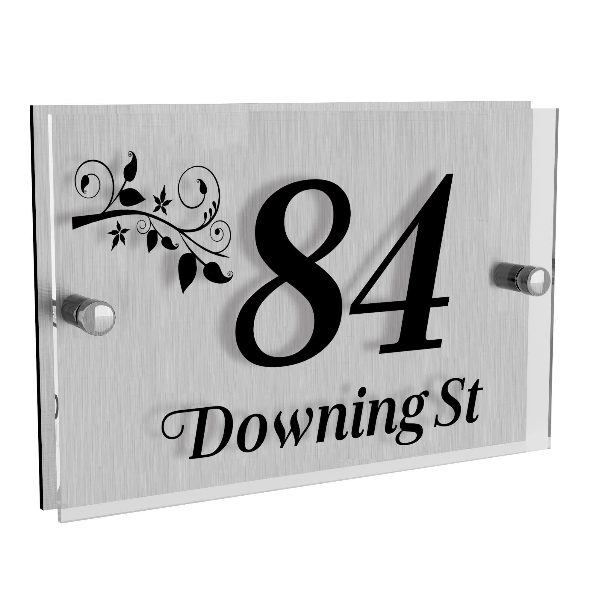House Numbers Plaques Acrylic Door Number Plaques for Wall Modern House Signs Plaques Personalised Door Signs Modern Glass Effect Rectangle Road Name House Number Plaques(Design 2)