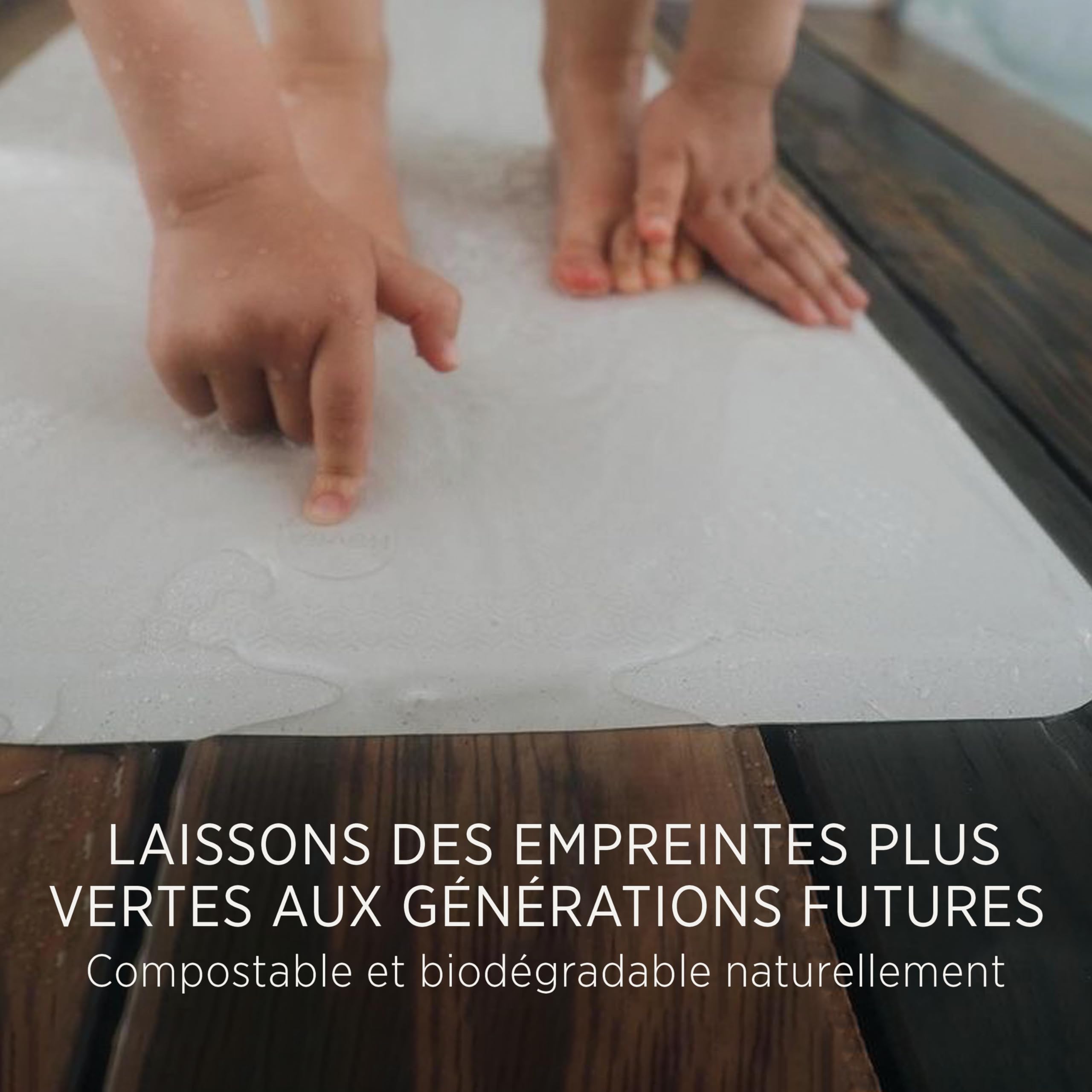 Hevea Tapis de Bain Grand en Caoutchouc Naturel - Conception Scandinave Écologique - Tapis de Baignoire Antidérapant, 299 Ventouses - Sûr et Convivial pour Tous Les Âges (Granite)