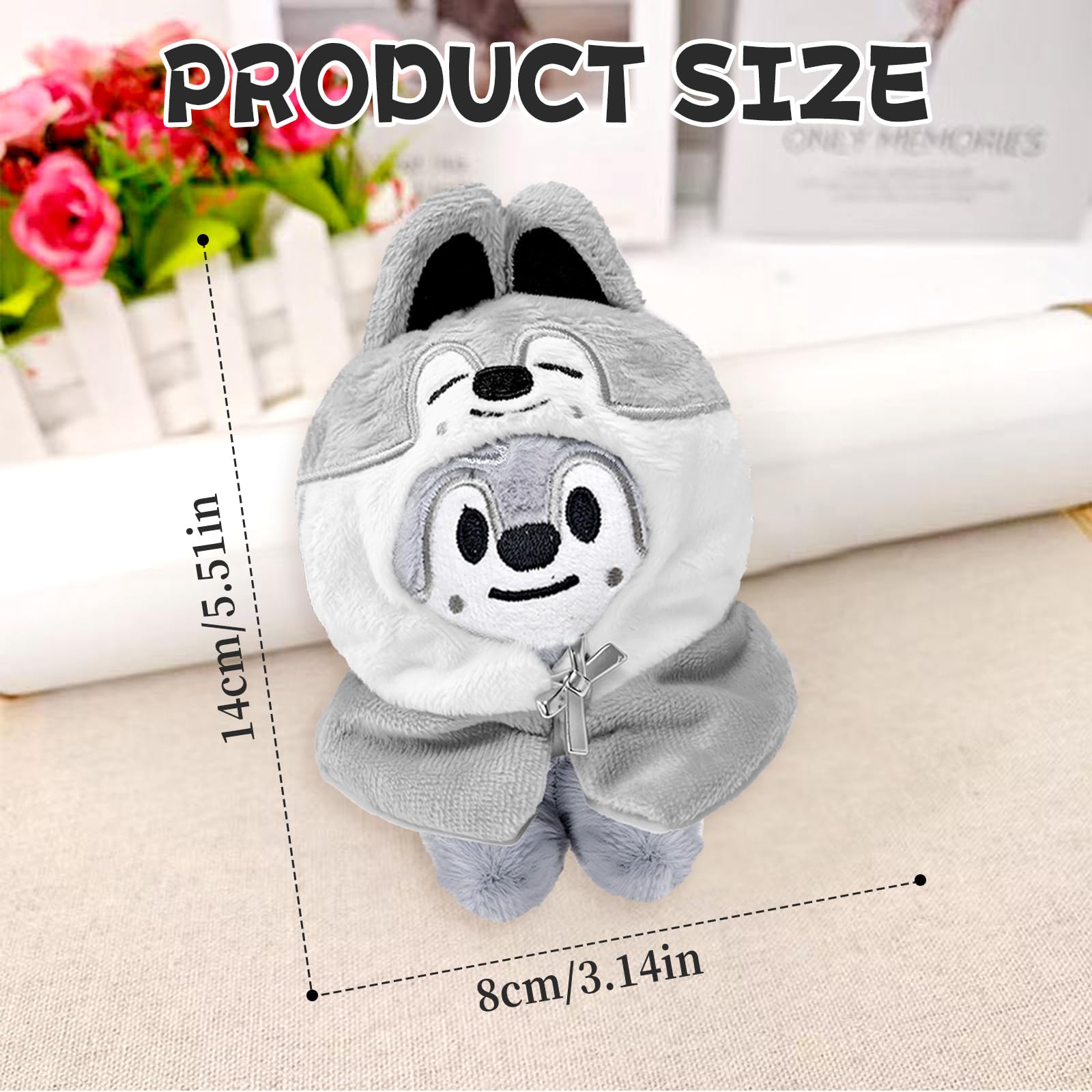 NlsqUK Skzoo Keychain,13 CM Cute Stray Keychain Plush, Soft Animal Figures Skzoo Wolfchan Stuffed Toy for Boys Girls & Doll Lovers - Image 2