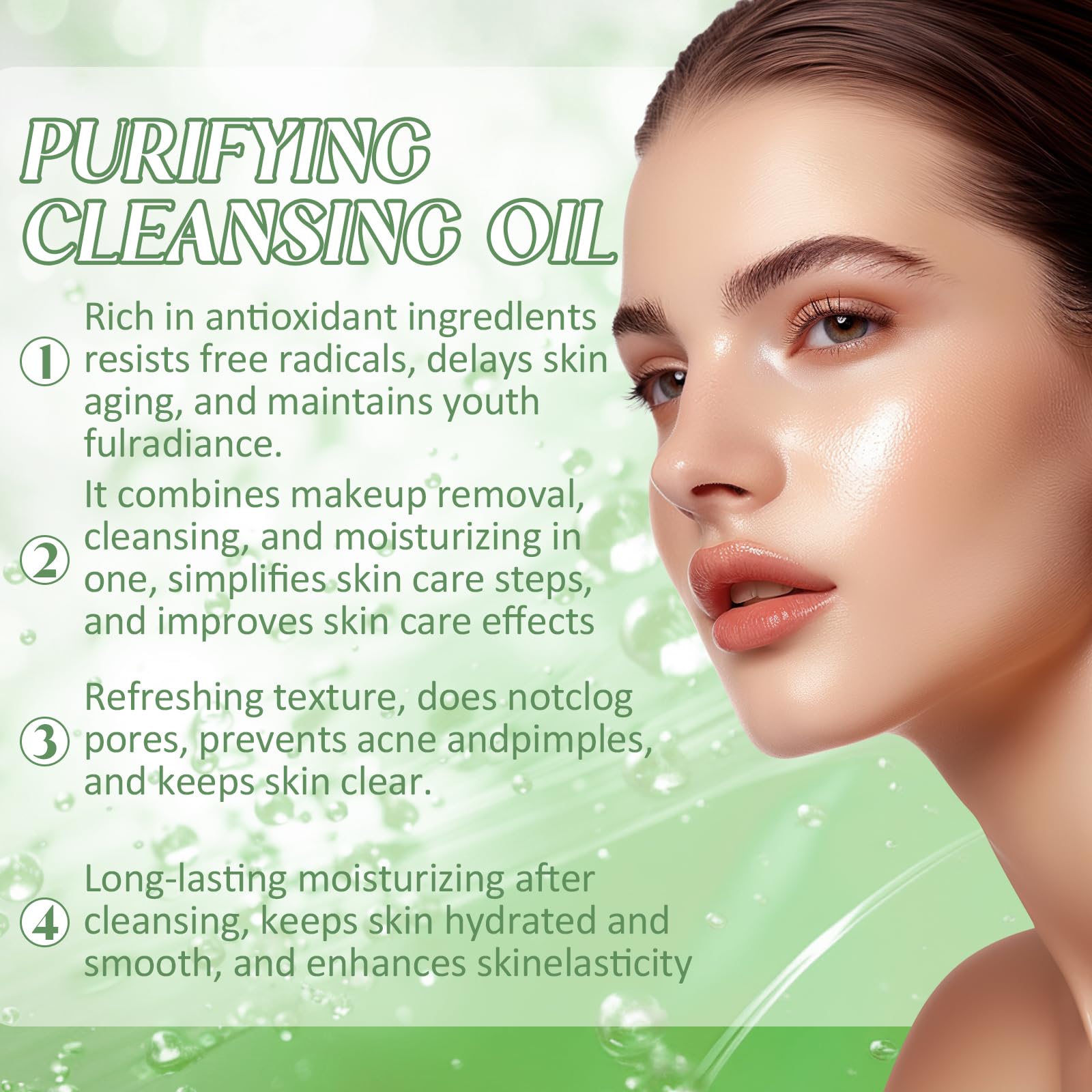 Olejek do czyszczenia Deep Clean & Glow, łagodny makijaż pszeniczny, oczyszczający twarz, olejek do demakijażu, olejek do czyszczenia twarzy, zielony zioła, nadaje się do wszystkich rodzajów skóry